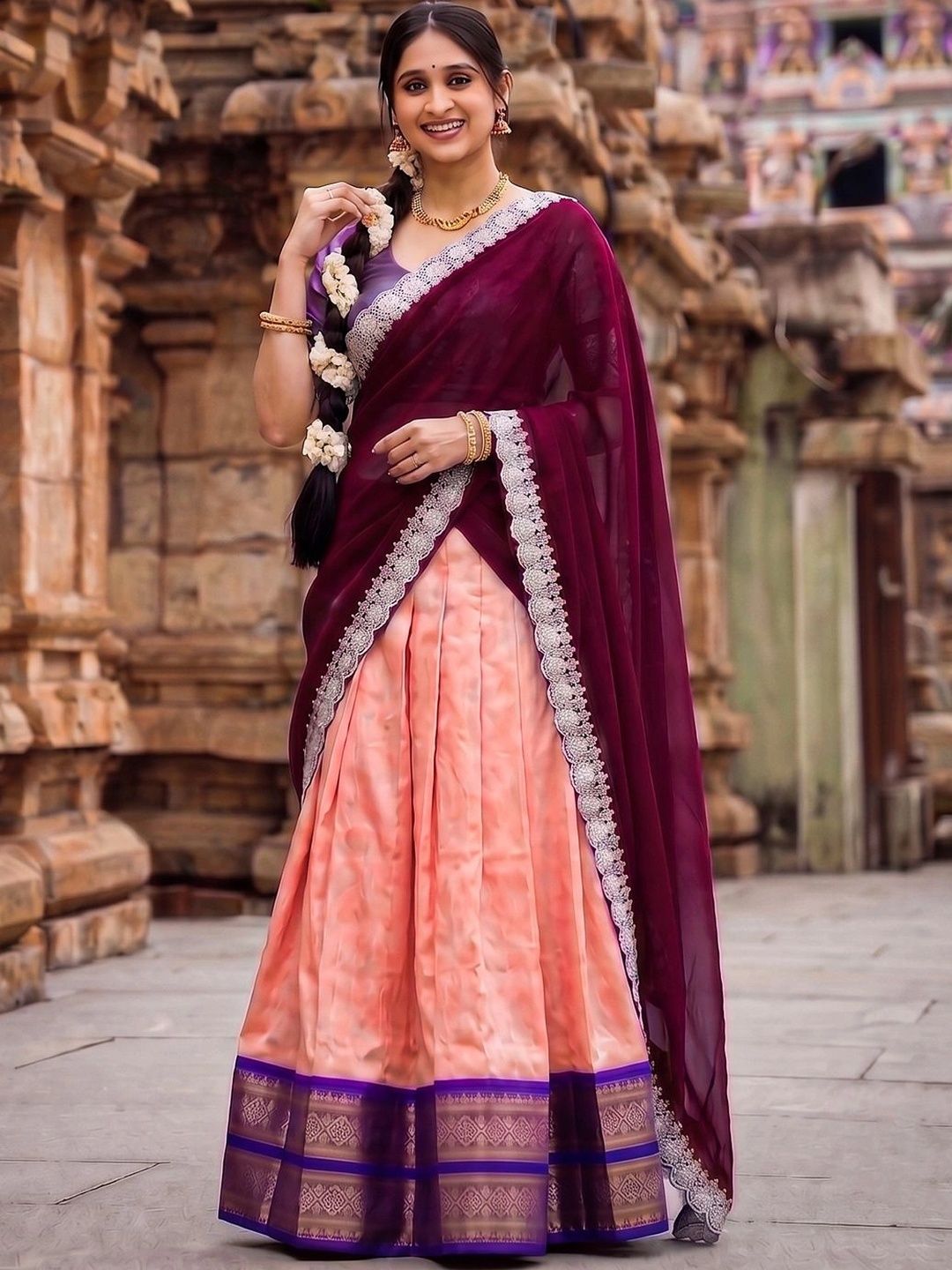 LOOKNBOOK ART Thread Work Ready to Wear Lehenga & Unstitched Blouse With Dupatta-picture-34
