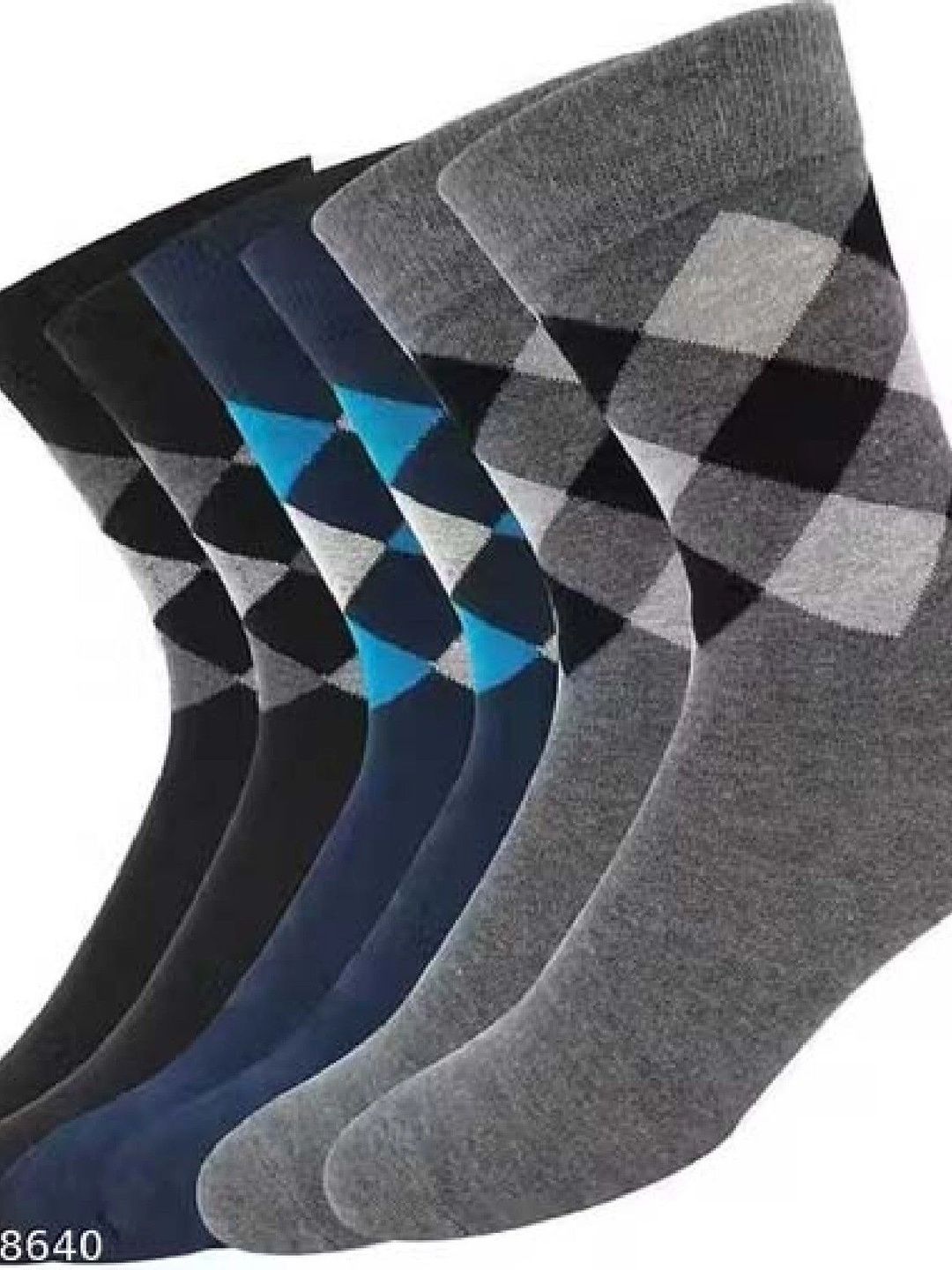 SHOPCASH Men Pack of 3 Cotton Assorted Patterned Calf Length Socks-picture-30