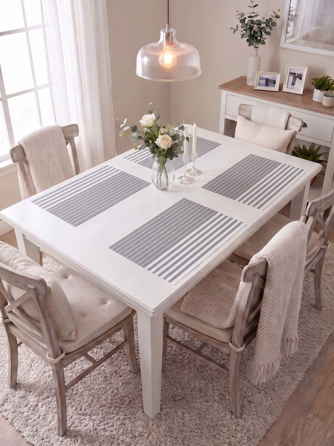 Myntra Elegant Homes 4-Pcs Grey Printed Rectangle Table Placemats-picture-30