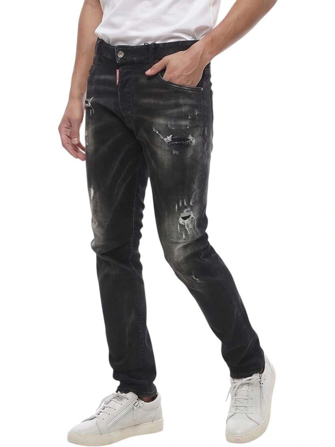 Dsquared2 Men Skinny Fit Mid-Rise Highly Distressed Jeans-picture-19