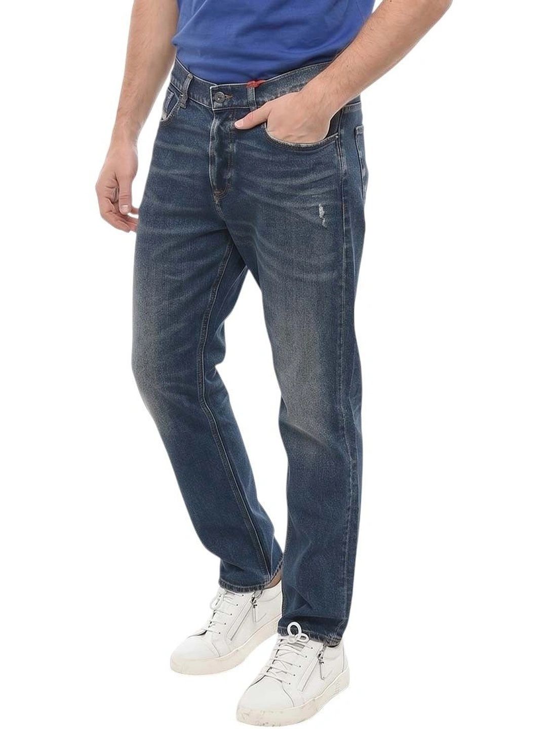 DIESEL Men Regular Fit Mid-Rise Low Distress Jeans-picture-37