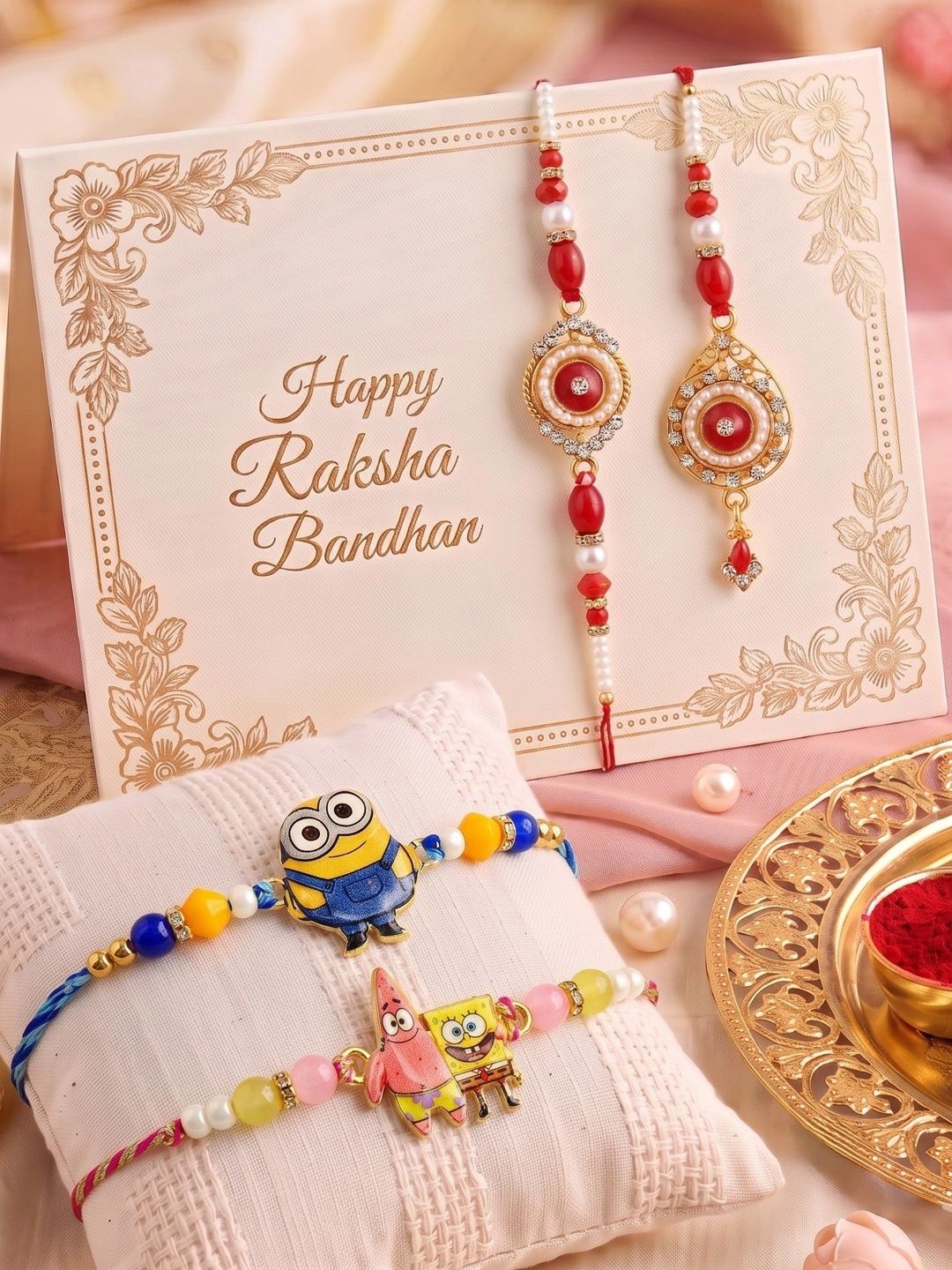 MEIRA JEWELLERY Unisex Set of 4 Beads and Stones Rakhi-picture-16