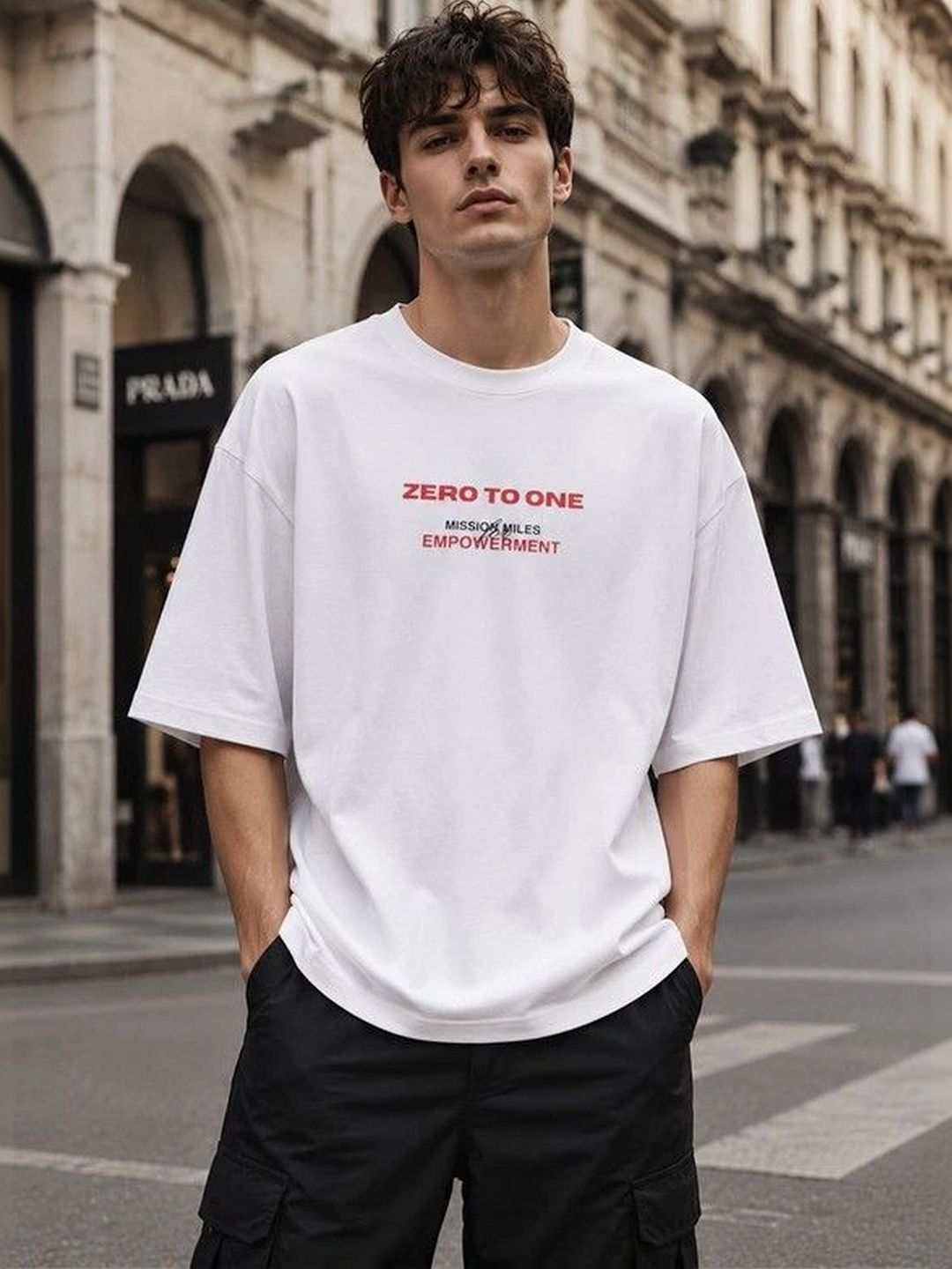9TUNKI Men Typography Printed Drop-Shoulder Sleeves Pure Cotton T-shirt-picture-17