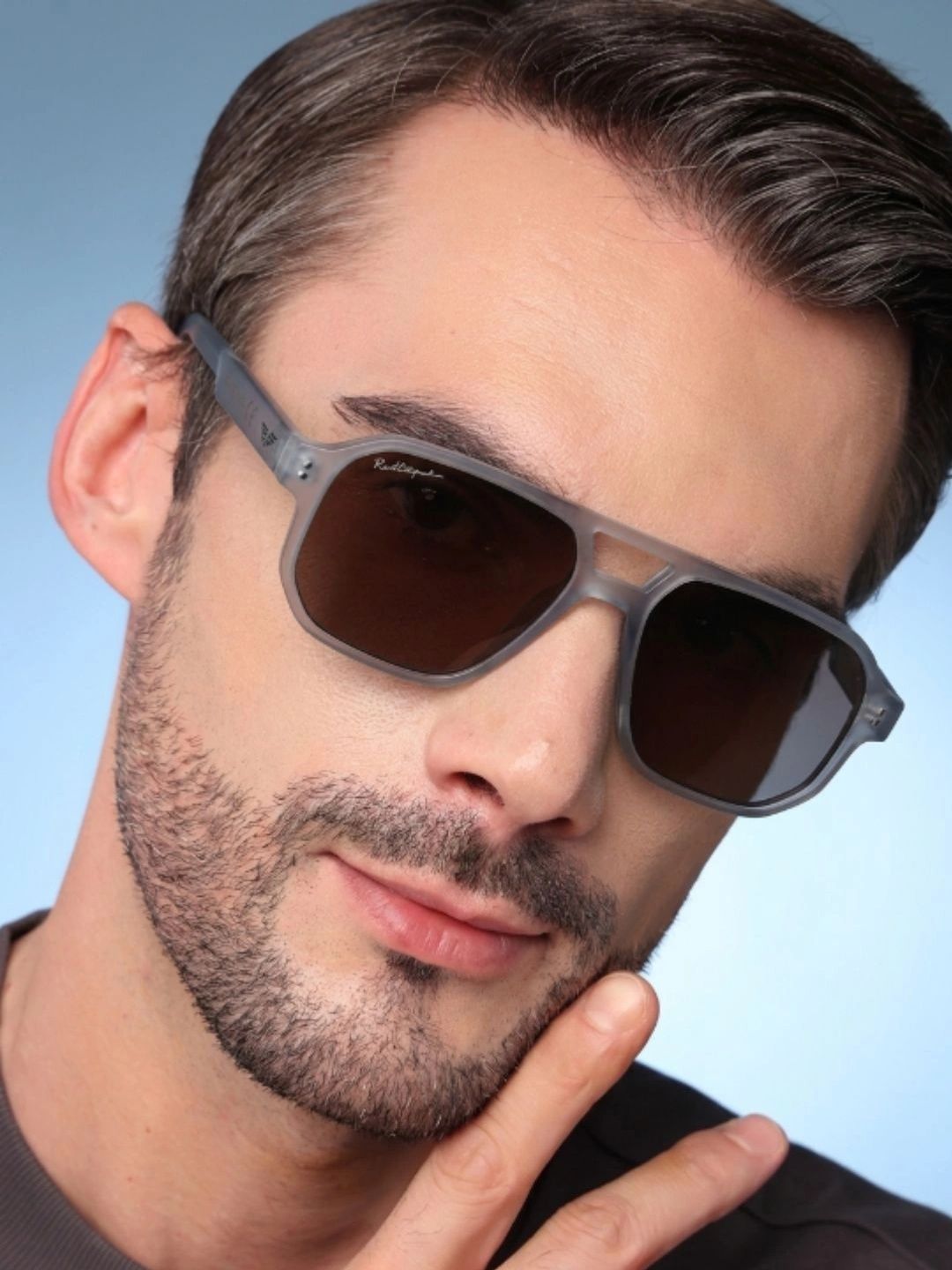 Red Tape Unisex Brown Lens & Light Blue Frame Square Sunglasses with UV Protected Lens-image-13