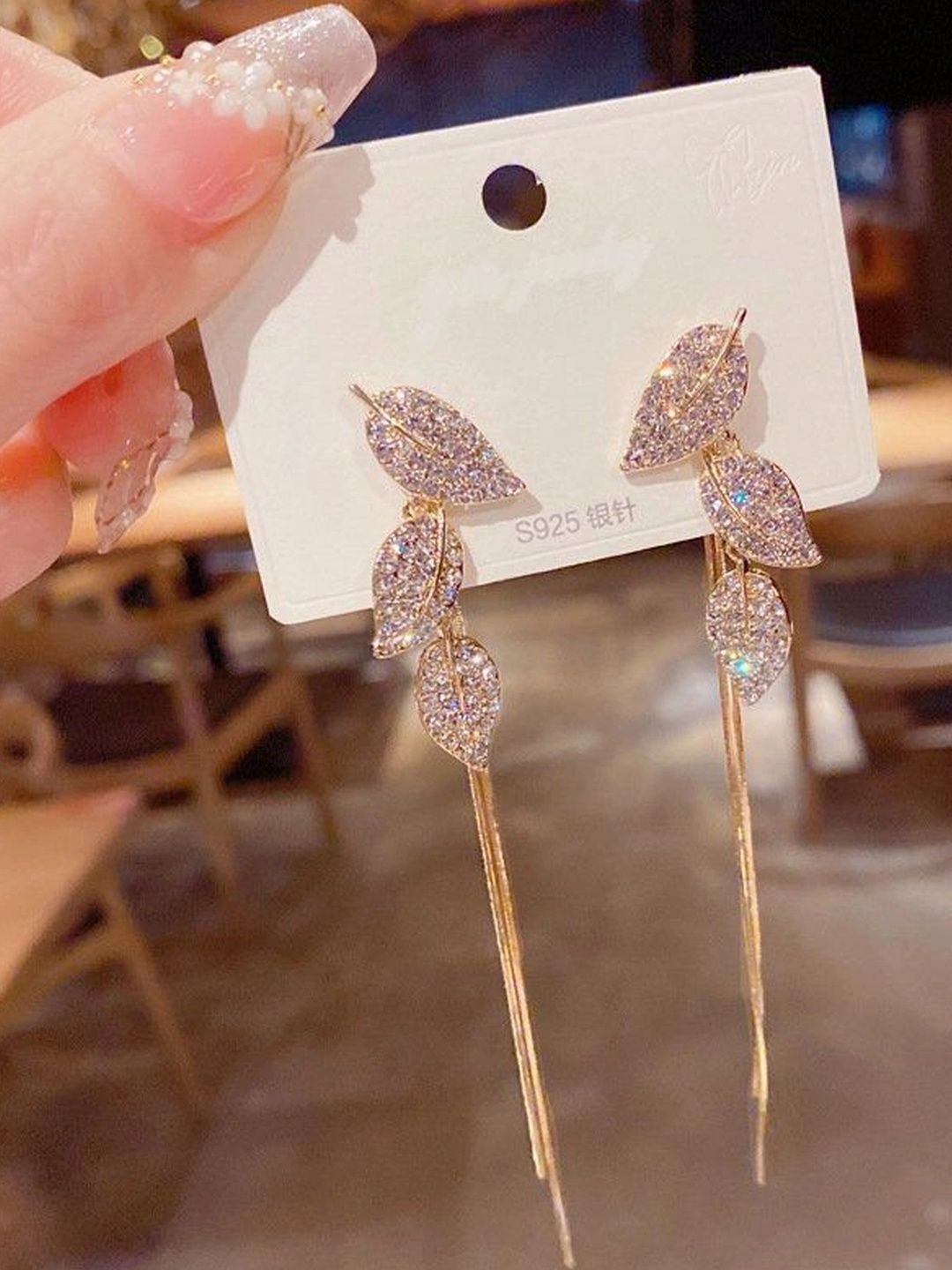 Celestria Leaf Shaped Drop Earrings-picture-11