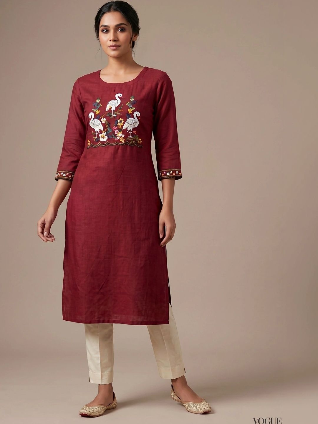 XIVARA Women Thread Embroidered Thread Work Thread Work Kurti-picture-13
