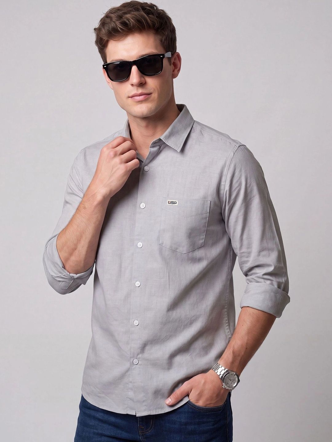 U.S. PITCHERS Men Modern Slim Fit Casual Shirt-picture-34