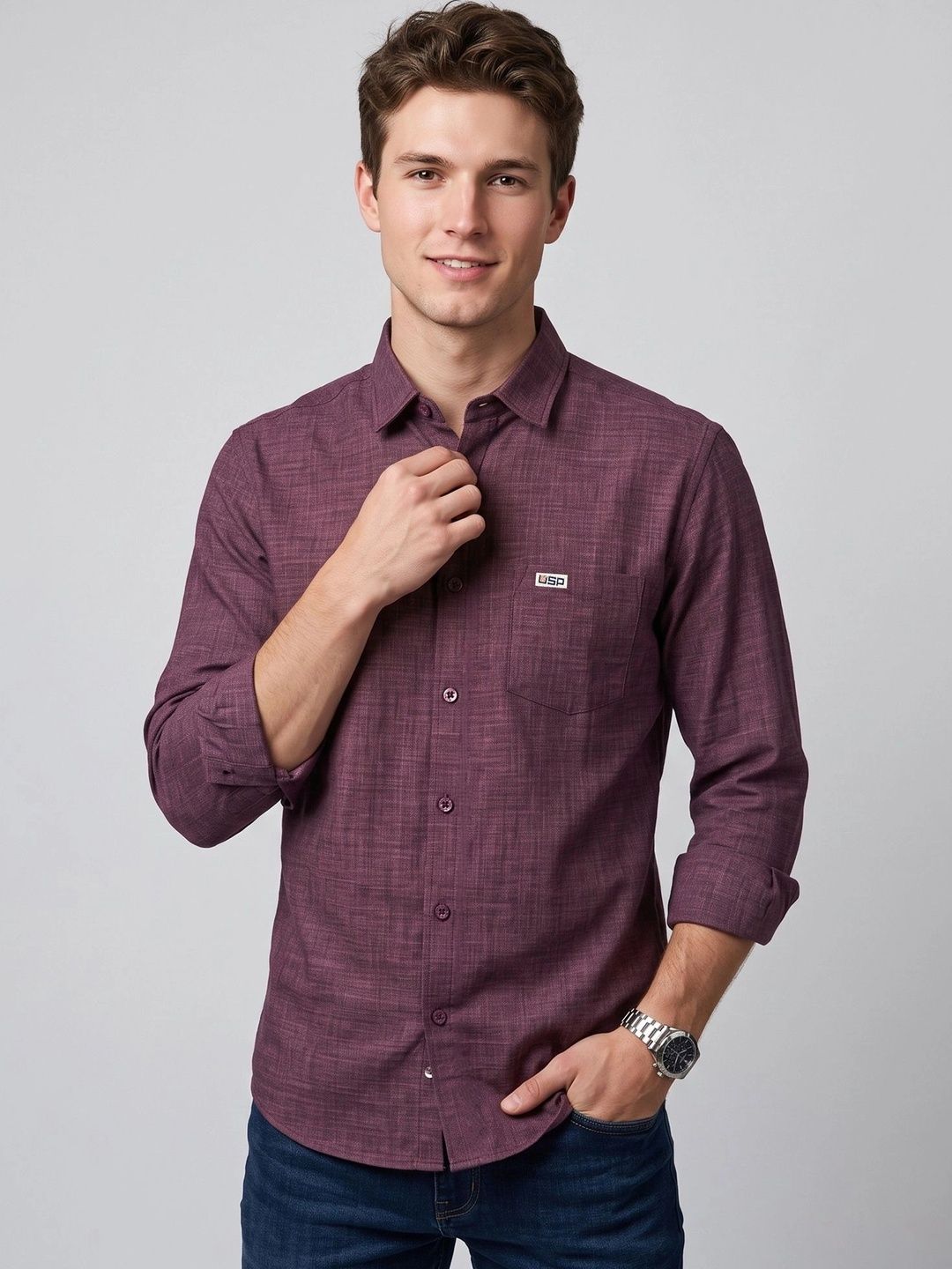 U.S. PITCHERS Men Modern Slim Fit Casual Shirt-picture-31