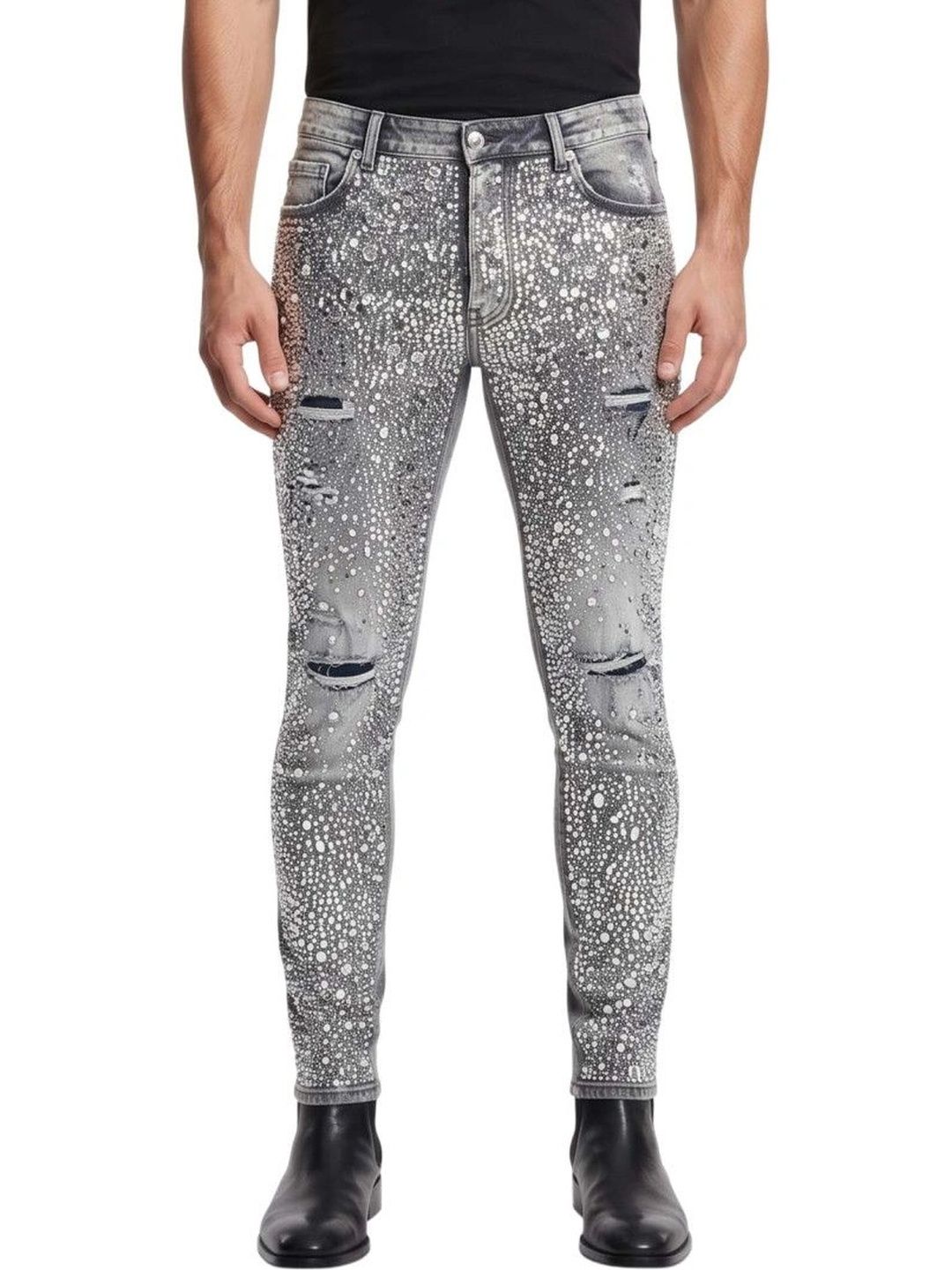 Dsquared2 Men Skinny Fit Mid-Rise Highly Distressed Embellished Jeans-picture-52