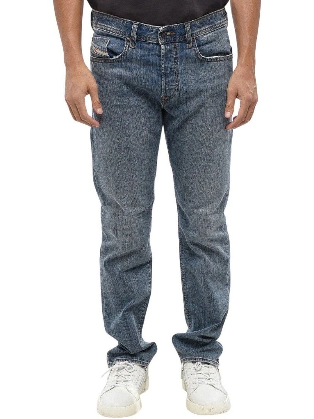 DIESEL Men Regular Fit Mid-Rise Low Distress Jeans-picture-15