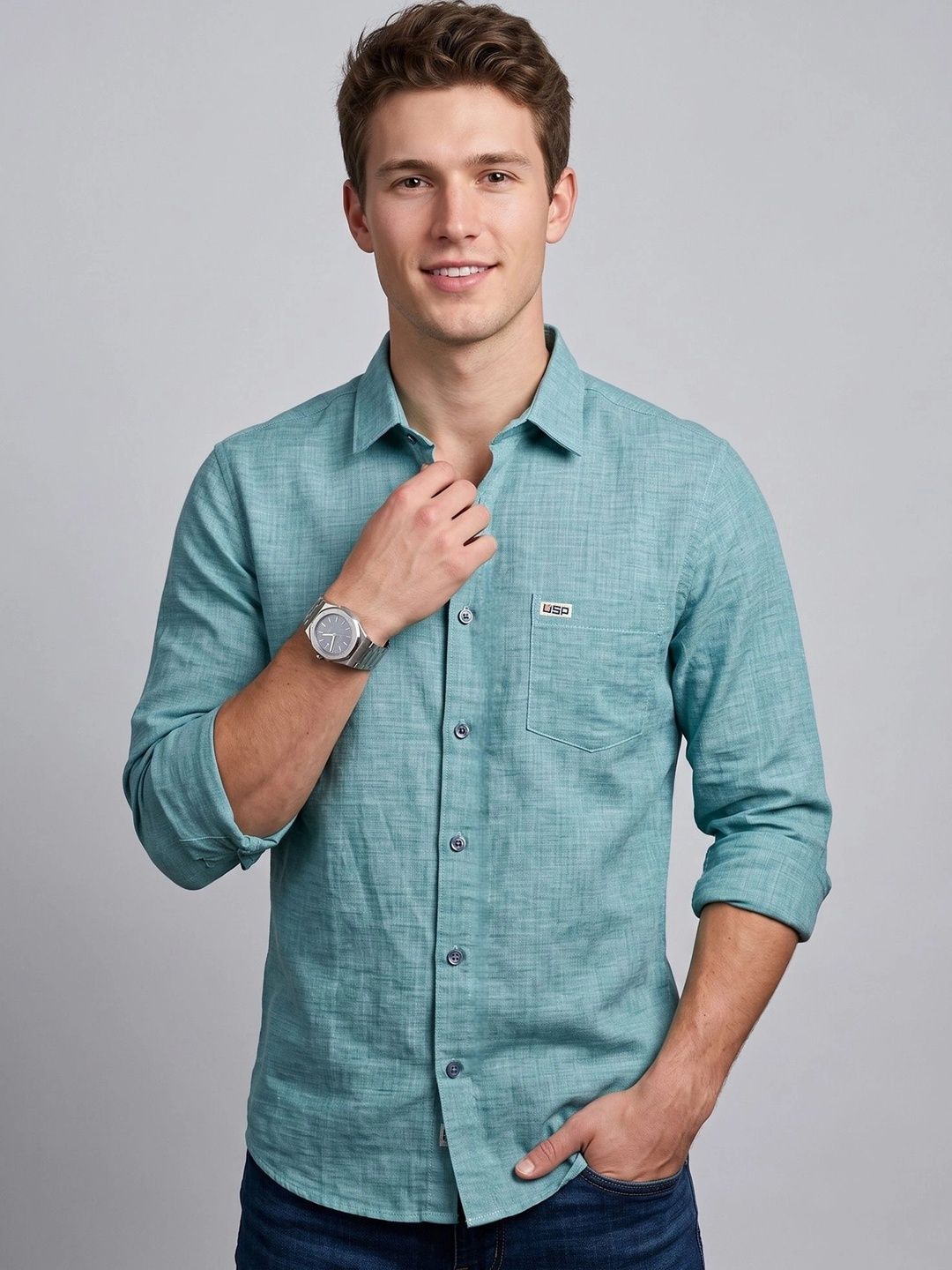 U.S. PITCHERS Men Modern Slim Fit Casual Shirt-picture-26