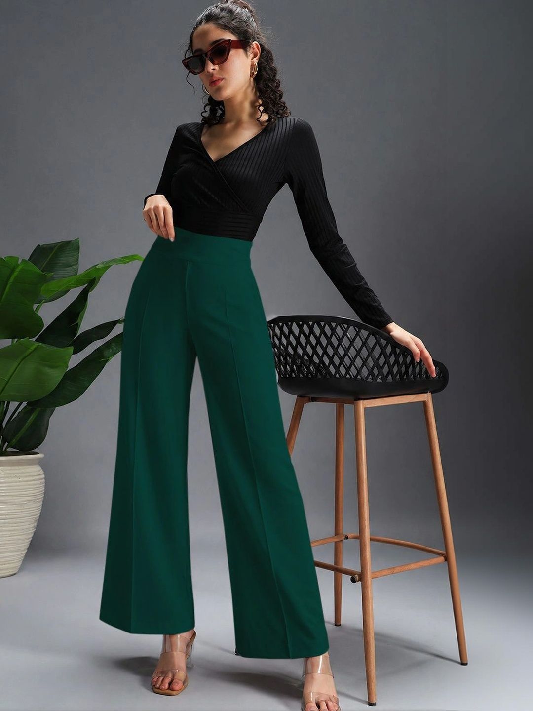 HERE&NOW Women Relaxed Easy Wash Trousers-picture-37