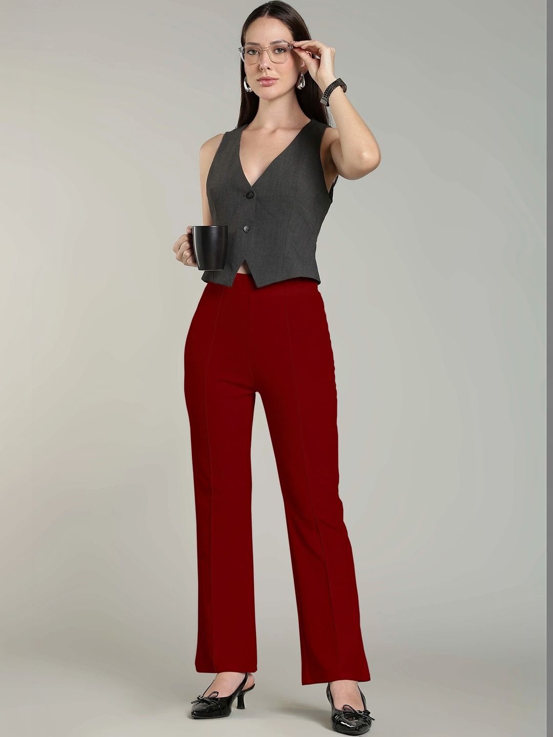 HERE&NOW Women Relaxed Easy Wash Trousers-picture-18