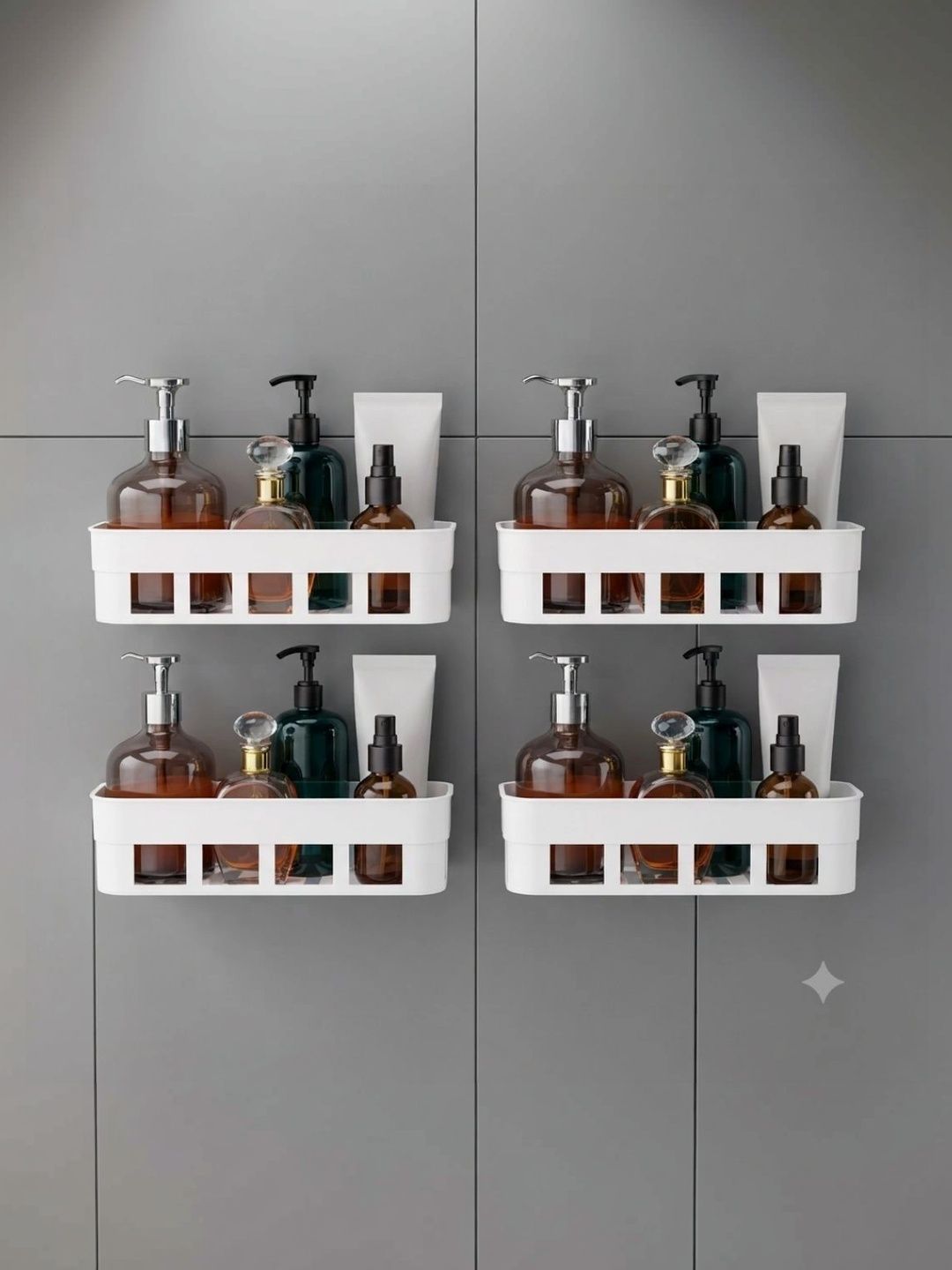 Klivon White 4 piece Solid Plastic Bathroom Caddy-picture-21
