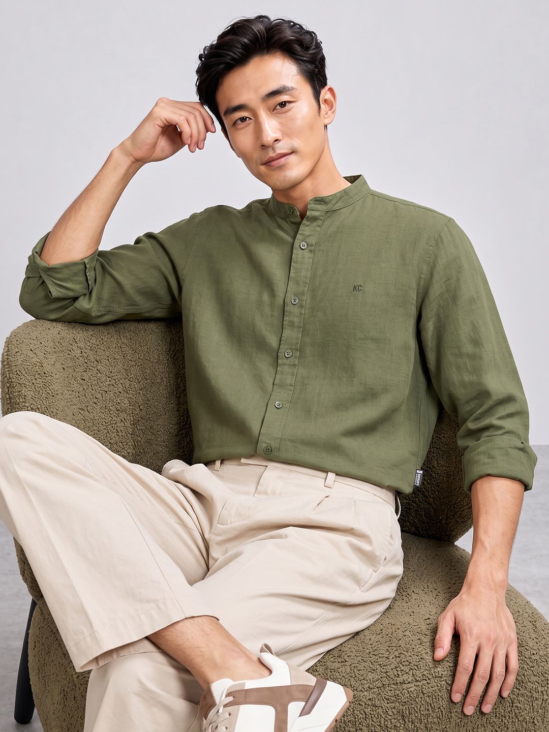 Kenneth Cole Slim Fit Cotton Linen Casual Shirt-picture-24