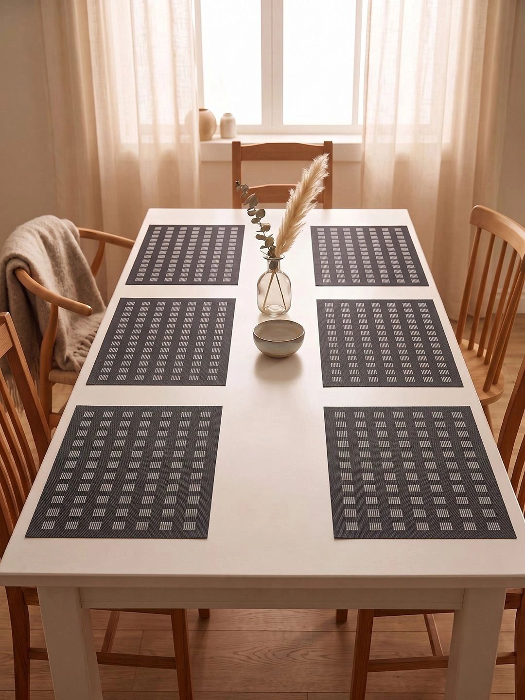 Myntra Elegant Homes 8-Pcs Black Printed Rectangle Table Placemats-picture-36