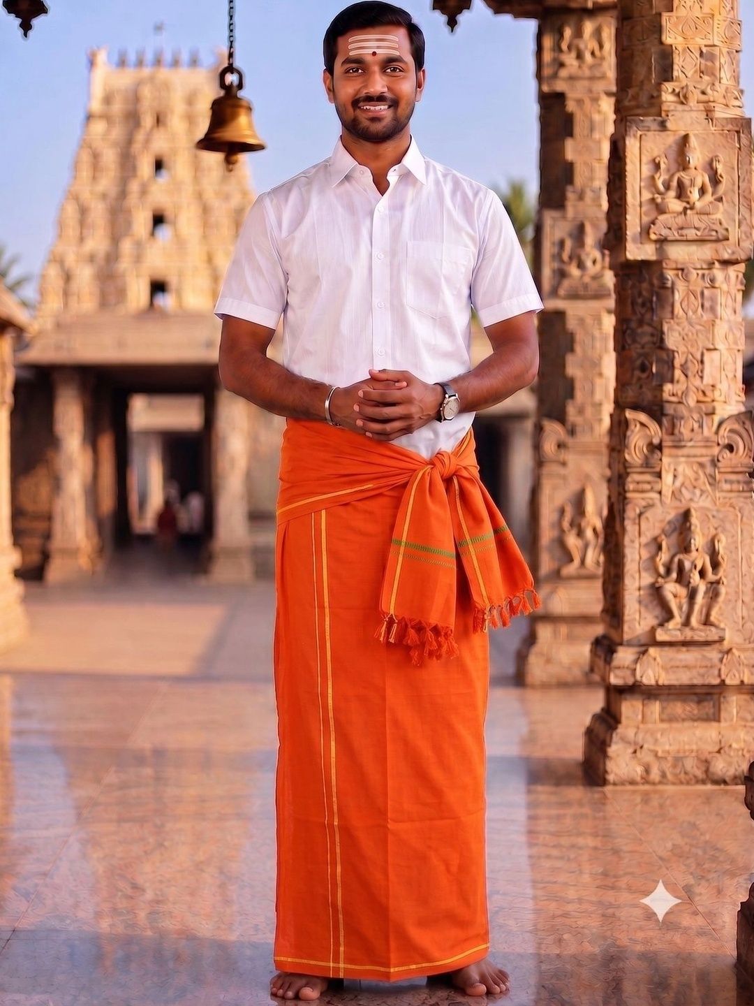 Hornbill Enterprises Men Striped Cotton Dhoti Dhotis-picture-34