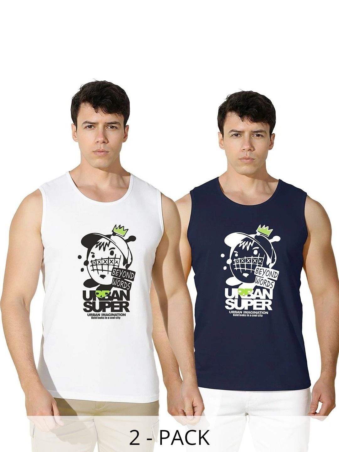 SLOWLORIS Pack of 2 Printed Cotton Tank-picture-32