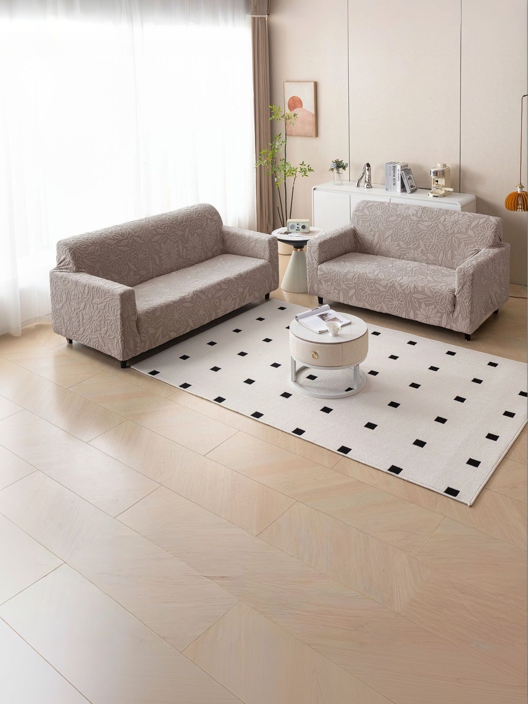 MAGICAL Brown 2 Piece Sofa Cover With Arms-image-22