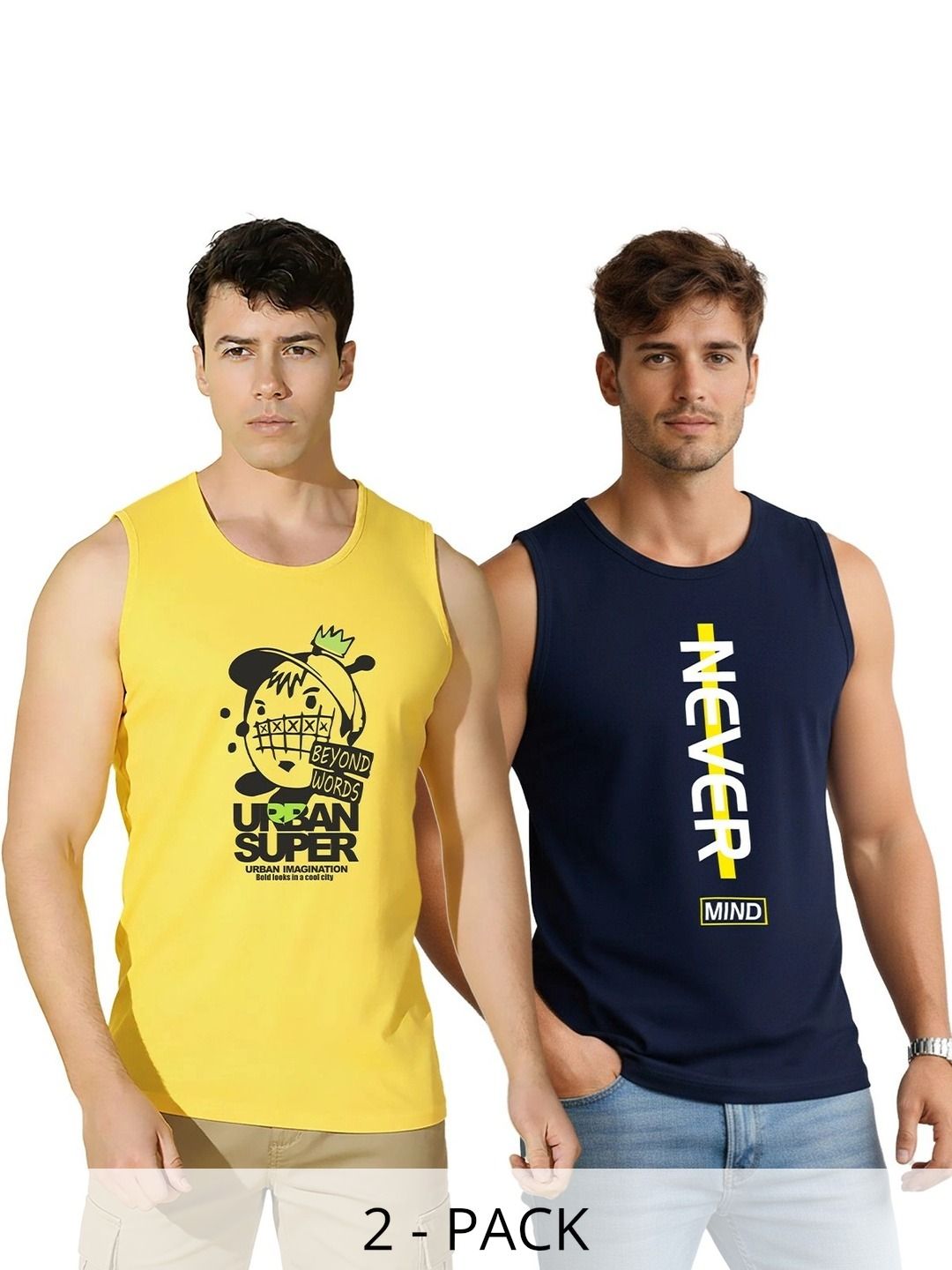 SLOWLORIS Pack of 2 Printed Cotton Gym Vest-picture-33
