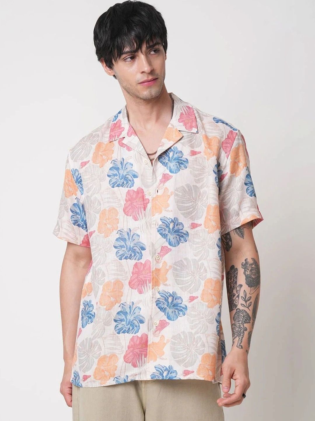 ASRA Men Comfort Floral Printed Cotton Casual Shirt-picture-41