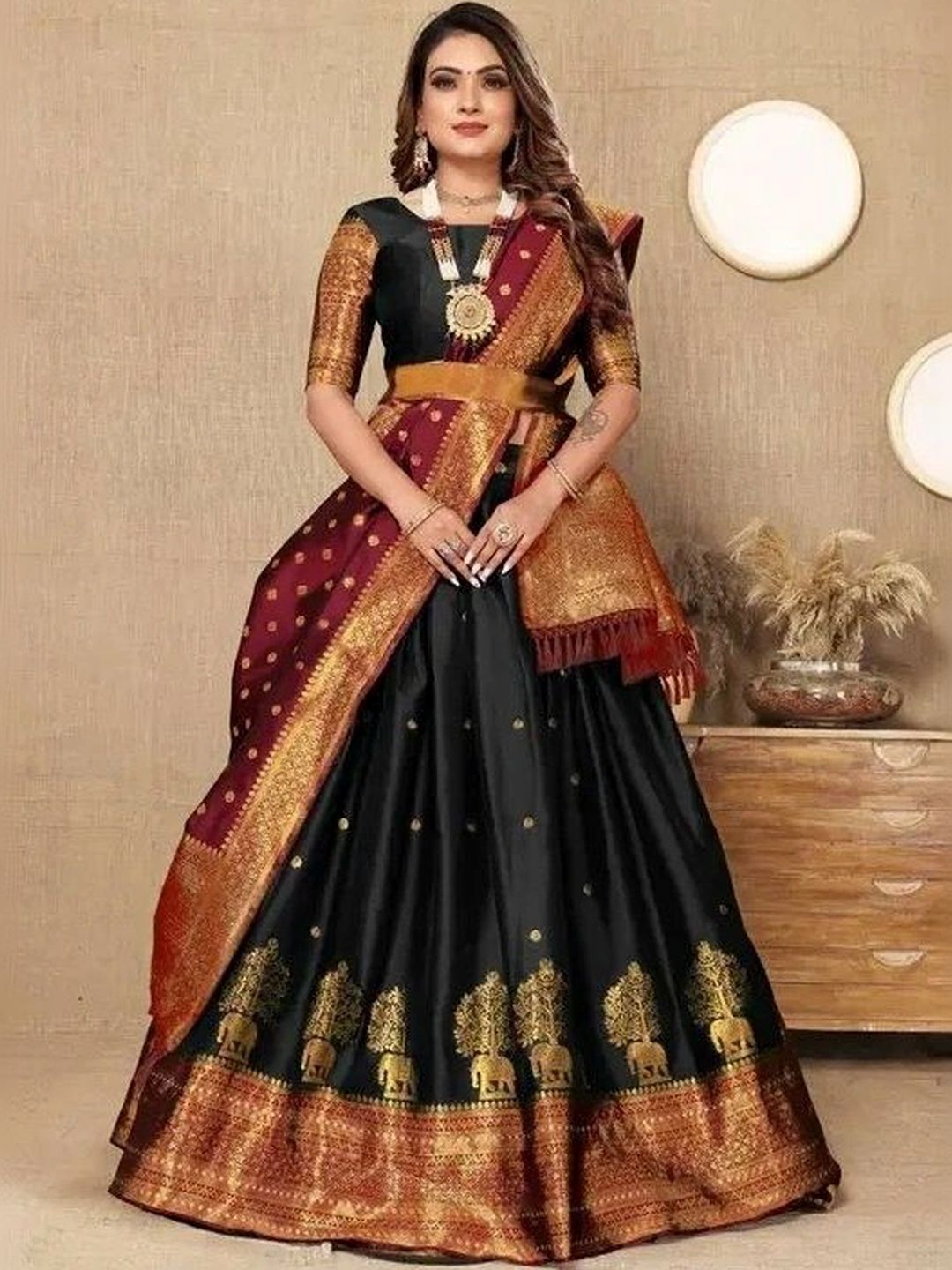 Kinjhit Fashion Unstitched Lehenga & Blouse With Dupatta-picture-26