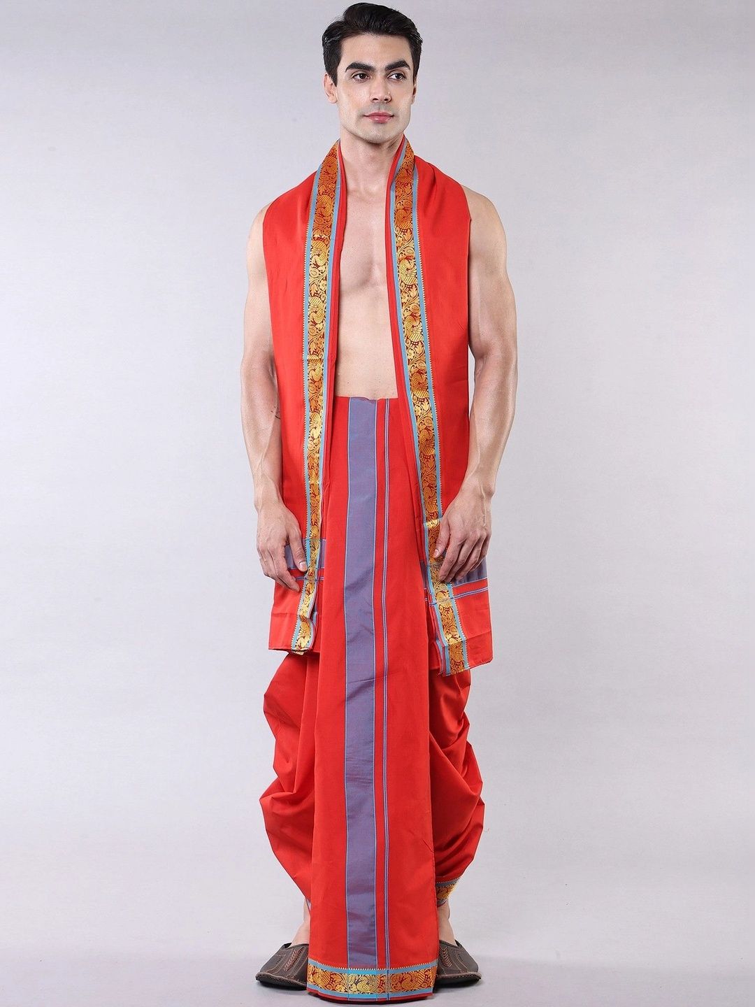 Exotic India Men Embroidered Cotton Dhoti Dhotis-image-31