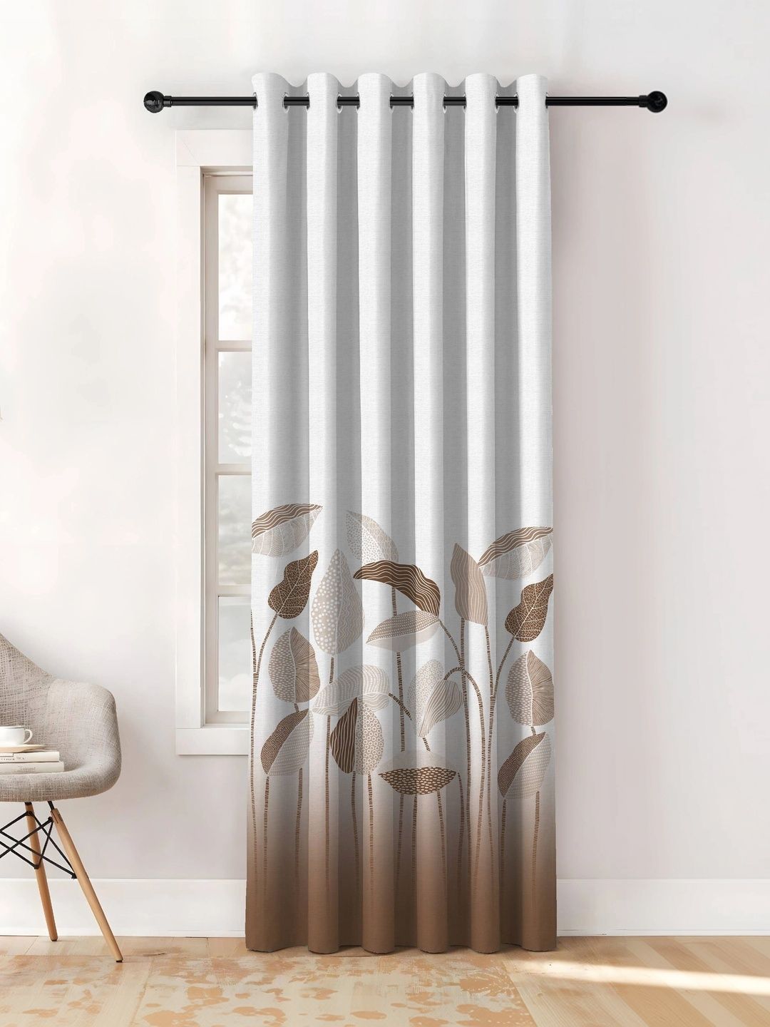 CASABLEU Brown Geometric Room Darkening Door Curtain-image-12