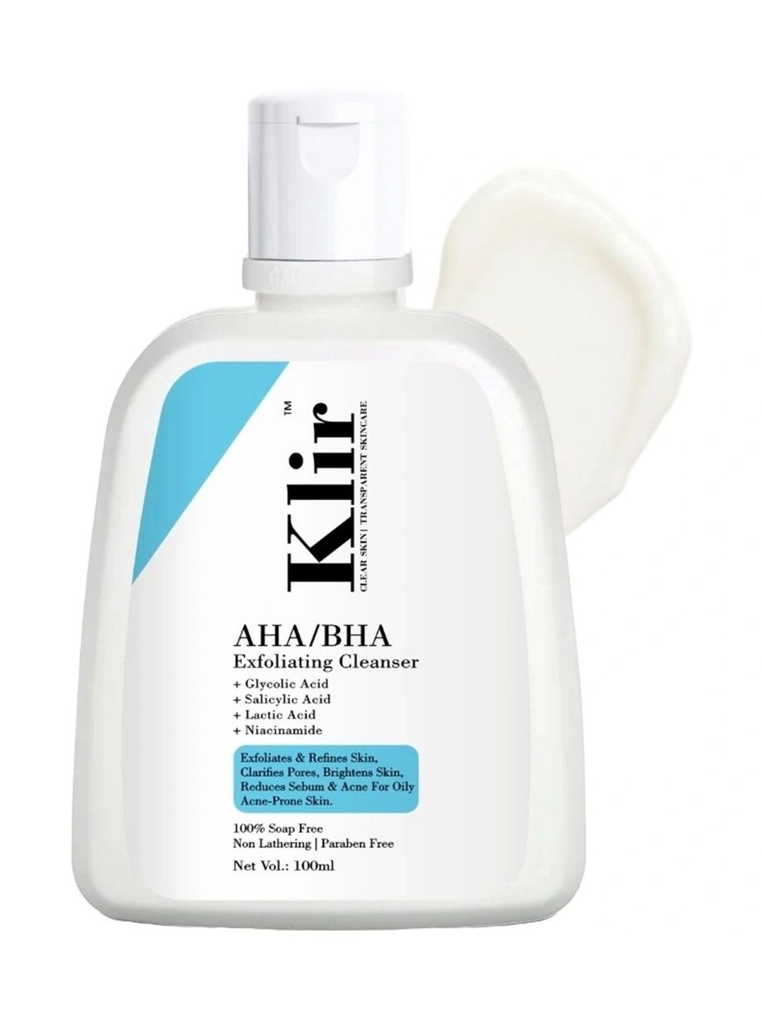 KLIR AHA BHA Exfoliating Cleanser With Glycolic Salicylic Acid Lactic Acid- 100ml-image-30