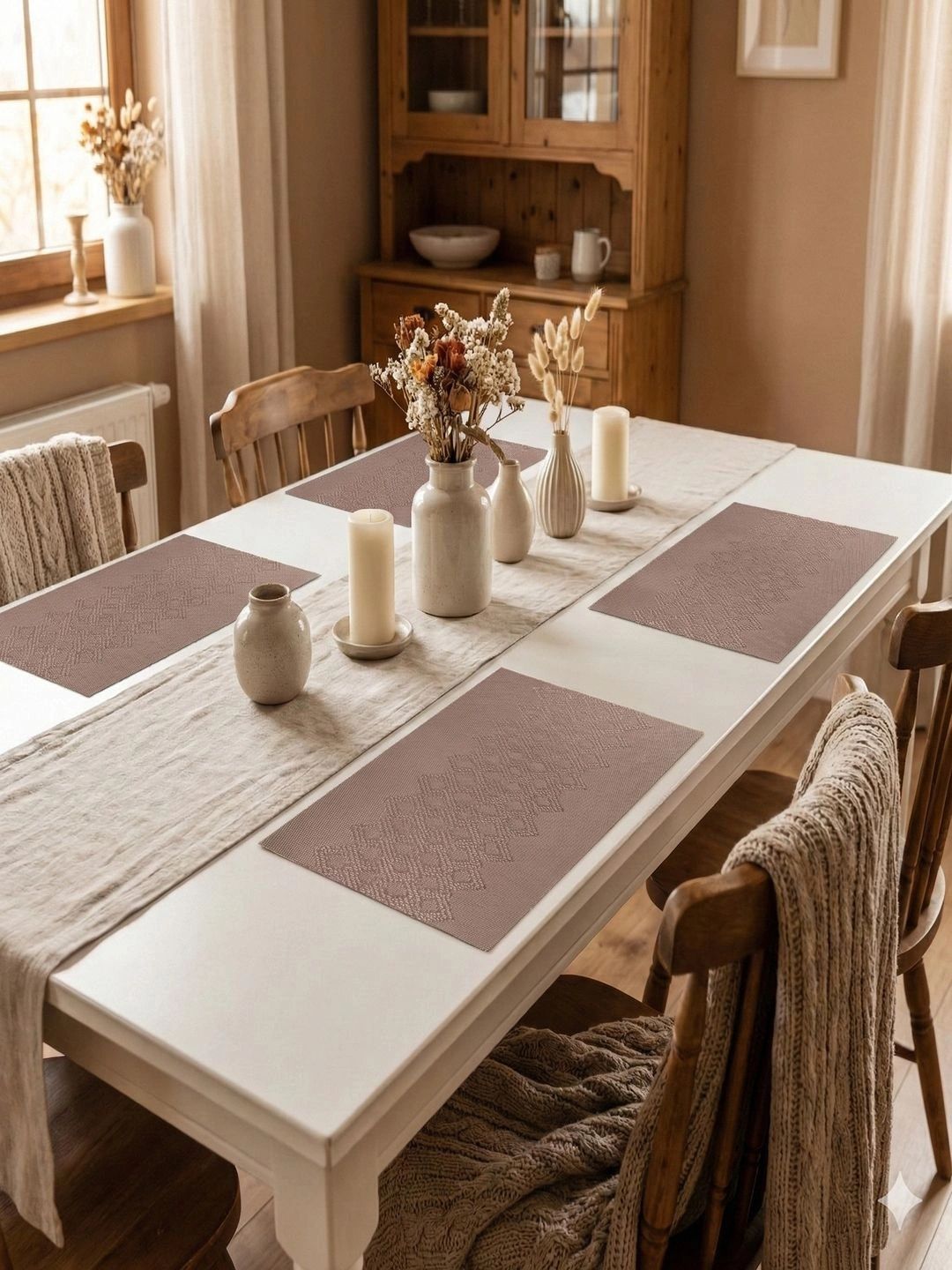 Myntra Elegant Homes 4-Pcs Rust Printed Rectangle Table Placemats-picture-34