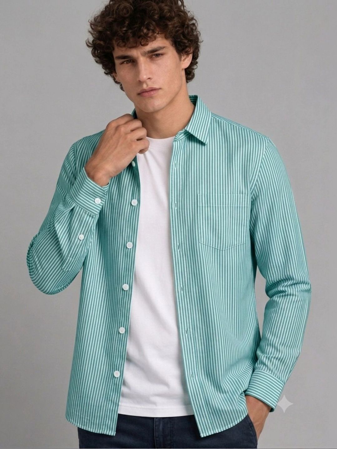 SKY GLOBAL Men Classic Striped Casual Shirt-picture-13