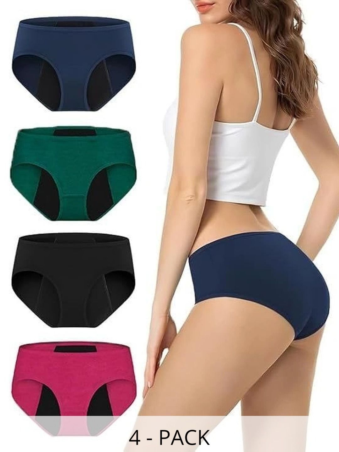 BODY DEEP Women Pack of 4 Leak-Proof Seamless Cotton Blend Bikini-image-17