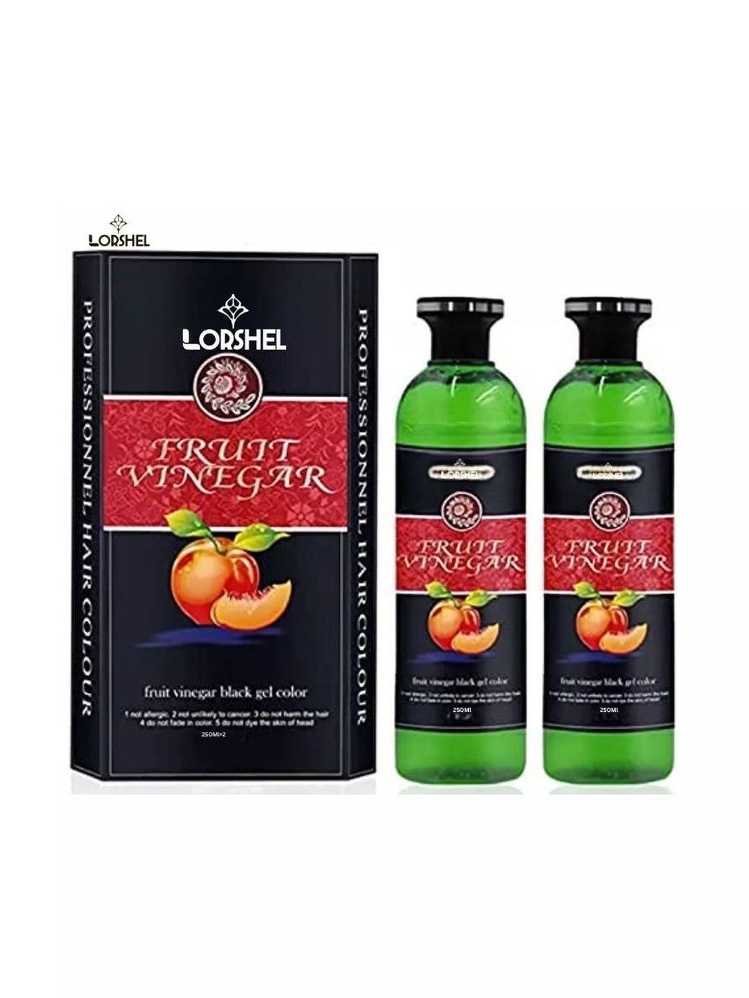 lorshel Set Of 2 Ammonia-free Fruit Vinegar Hair Colour Gel - 250 ml Each - Black-picture-26