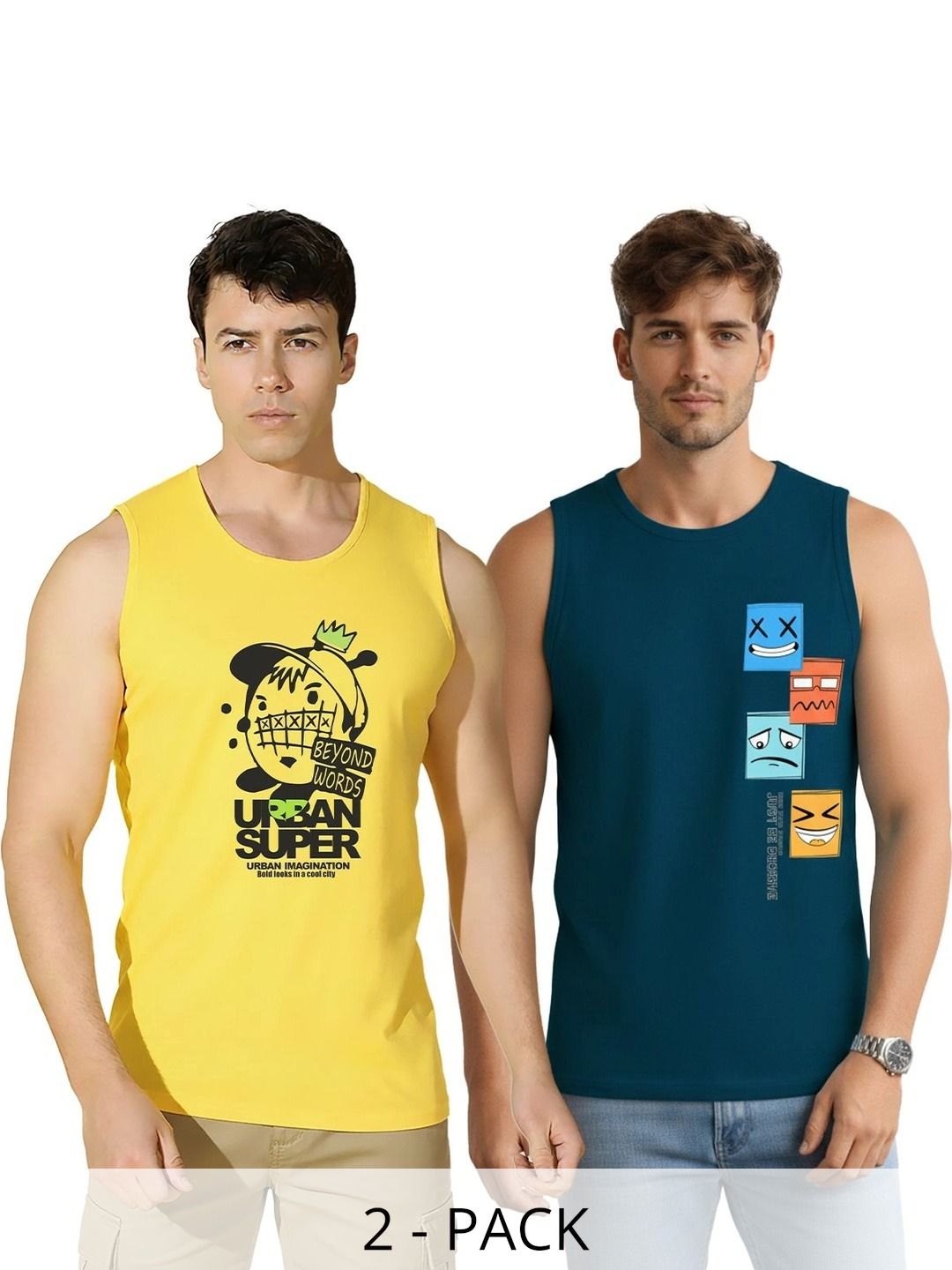 SLOWLORIS Pack of 2 Printed Cotton Gym Vest-picture-18