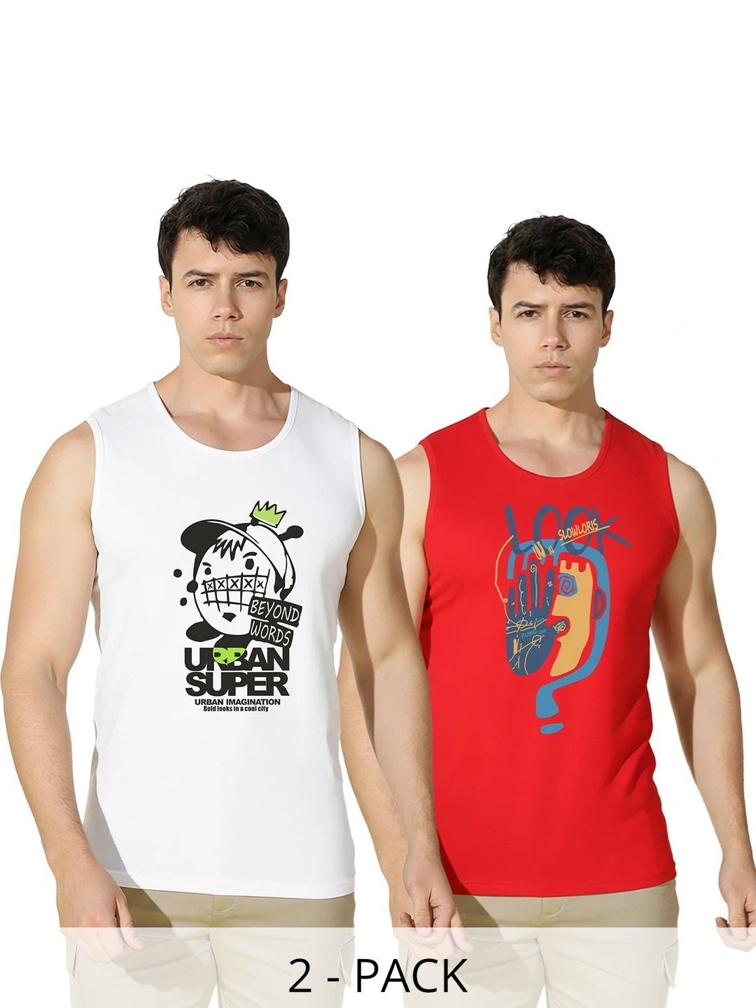 CRYPTIC Pack of 2 Printed Cotton Tank-picture-35
