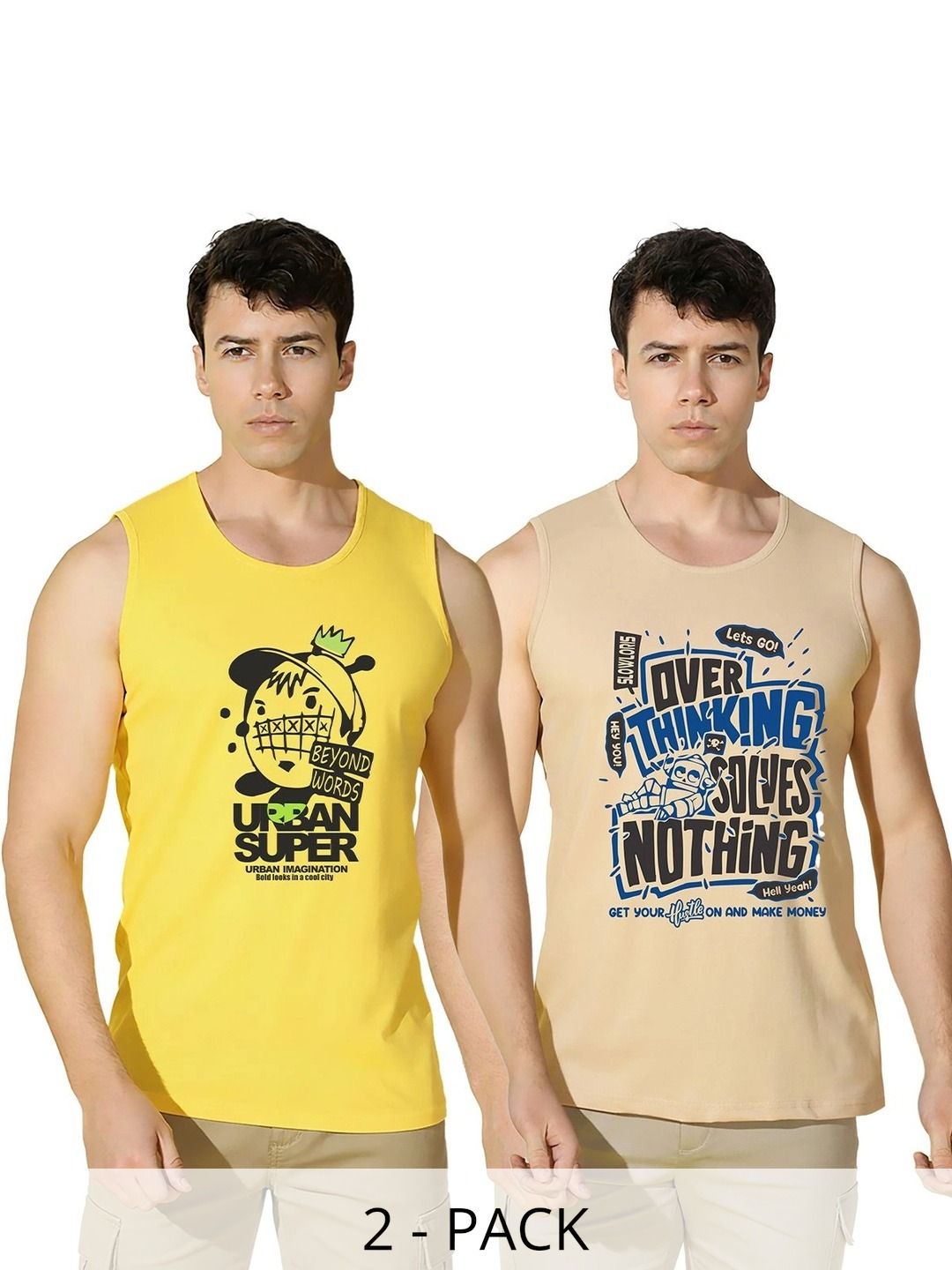 SLOWLORIS Pack of 2 Printed Cotton Tank-picture-58