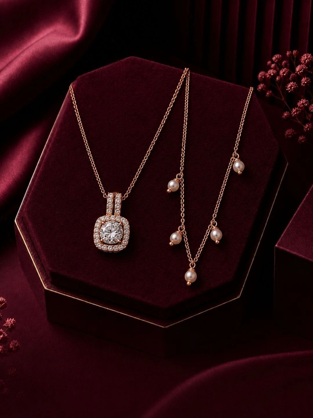 FEMMIBELLA Rose Gold-Plated Layered Necklace-picture-53