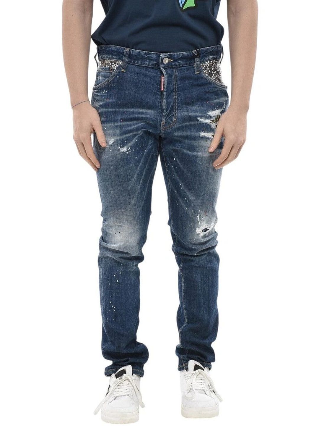 Dsquared2 Men Skinny Fit Mid-Rise Highly Distressed Embellished Jeans-picture-43