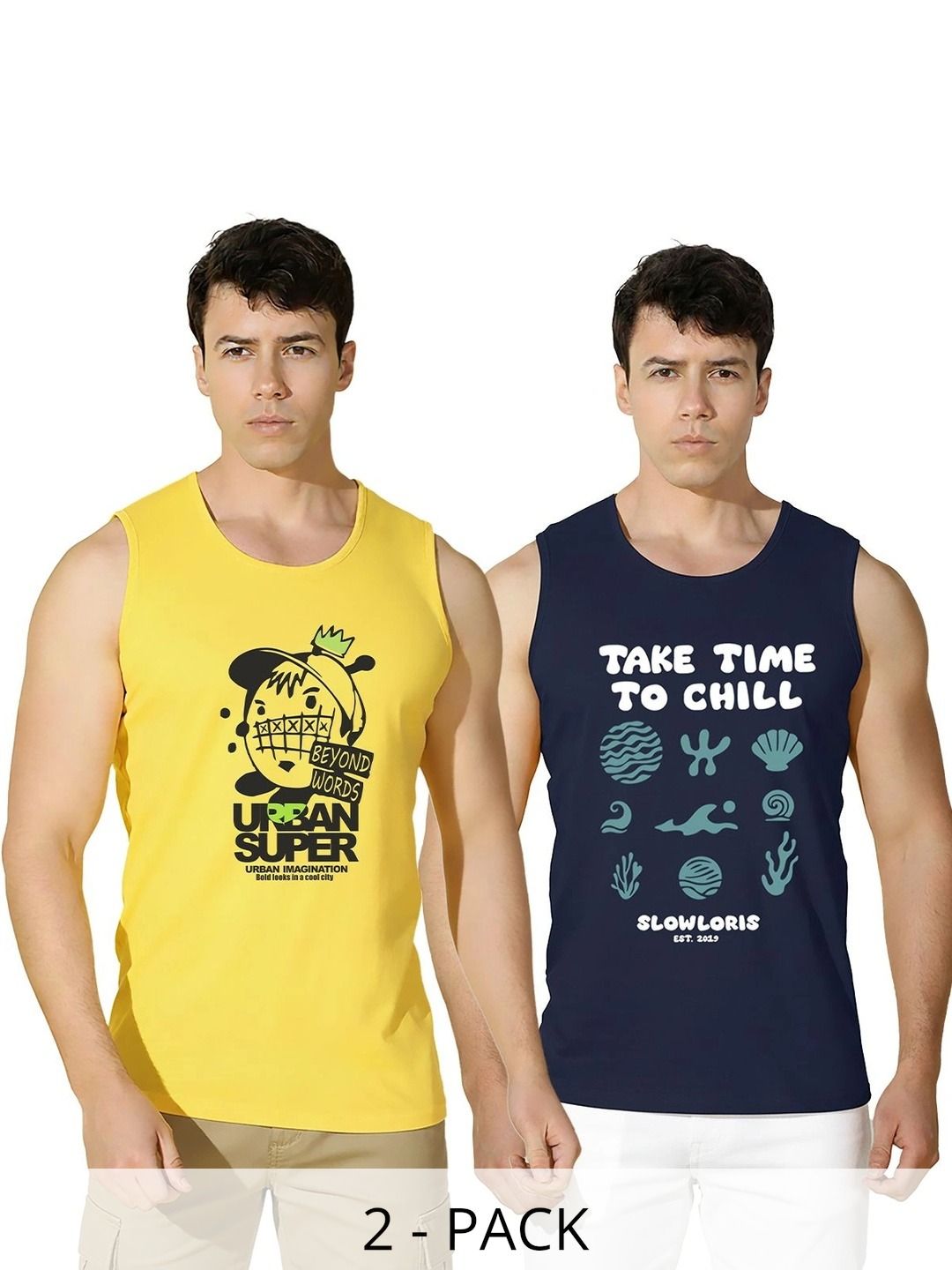 SLOWLORIS Pack of 2 Printed Cotton Tank-picture-34