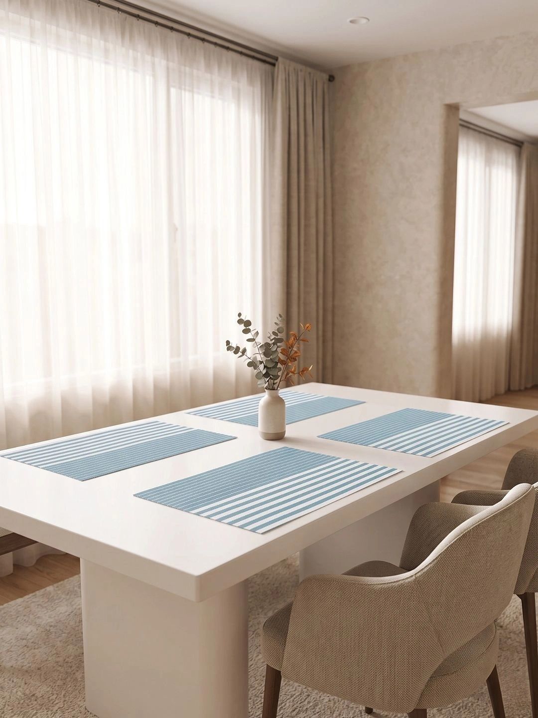 Myntra Elegant Homes 4-Pcs Blue Printed Rectangle Table Placemats-picture-28