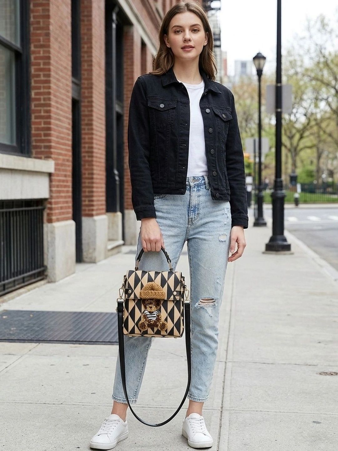 CORSICA Geometric Checked PU Handheld Bag-image-6