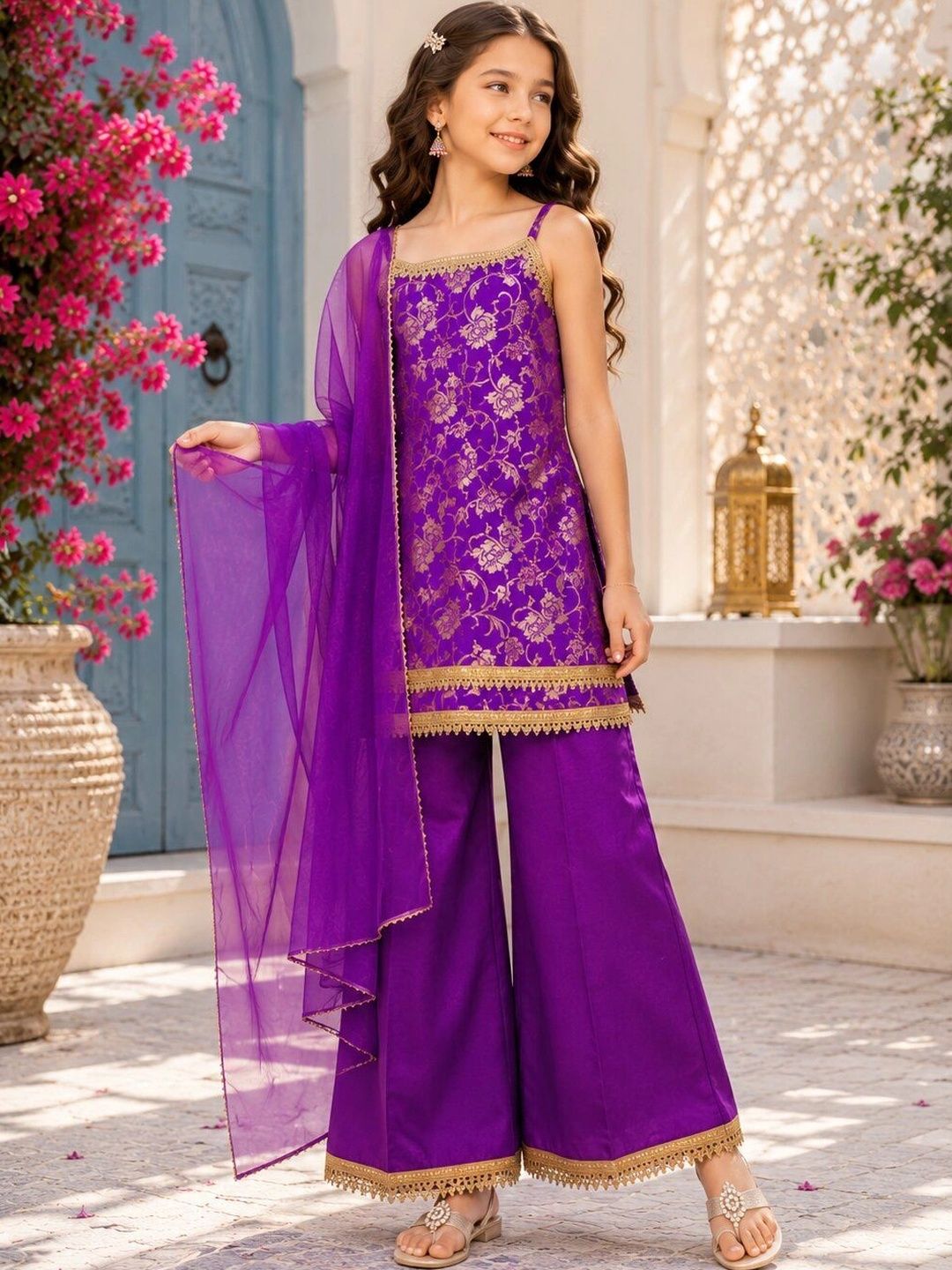 BAESD Girls Printed Tunic with Palazzos-image-0
