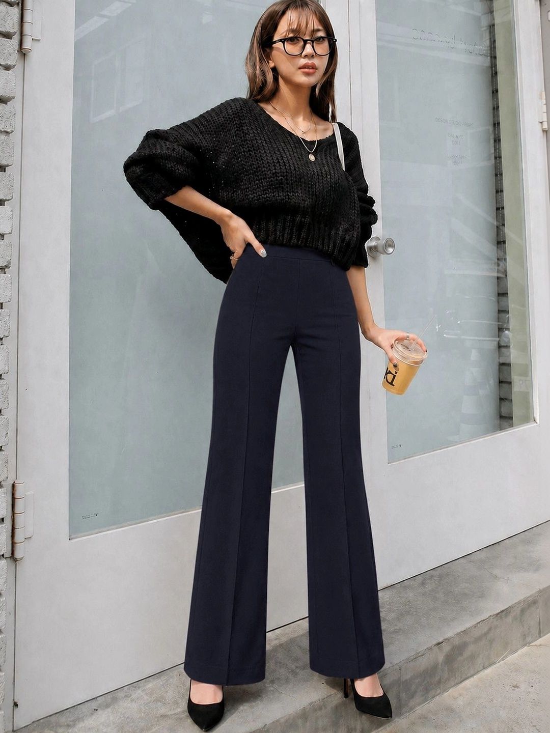 HERE&NOW Women Relaxed Easy Wash Trousers-picture-48