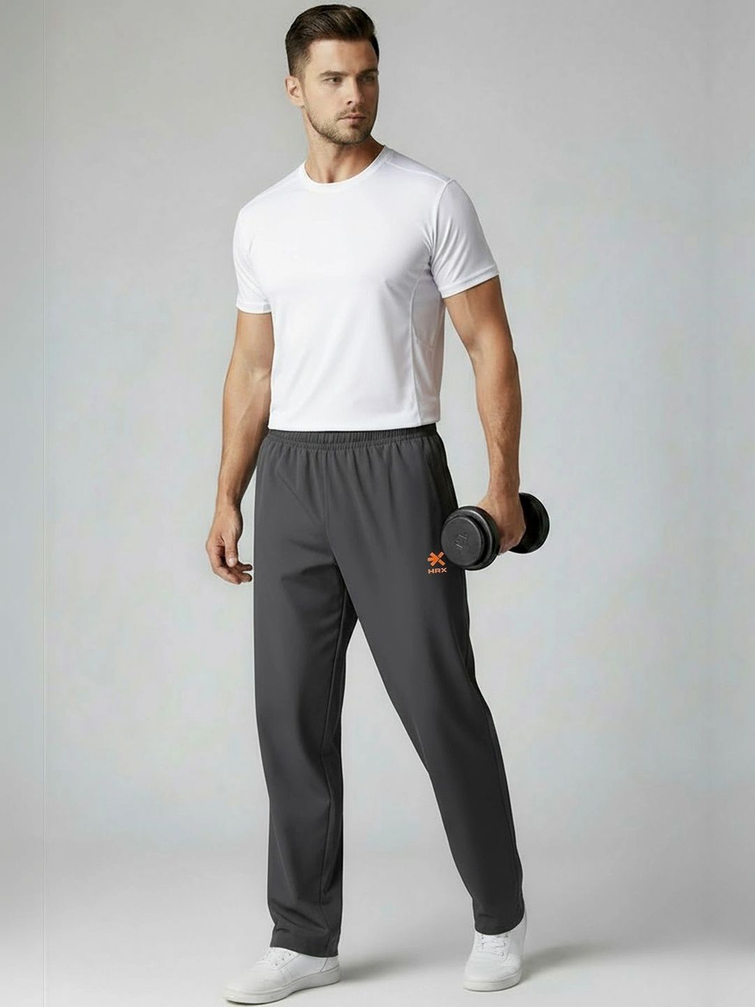 HRX by Hrithik Roshan Men Regular Fit Brand Logo Dry Fit Training Track Pants-picture-33