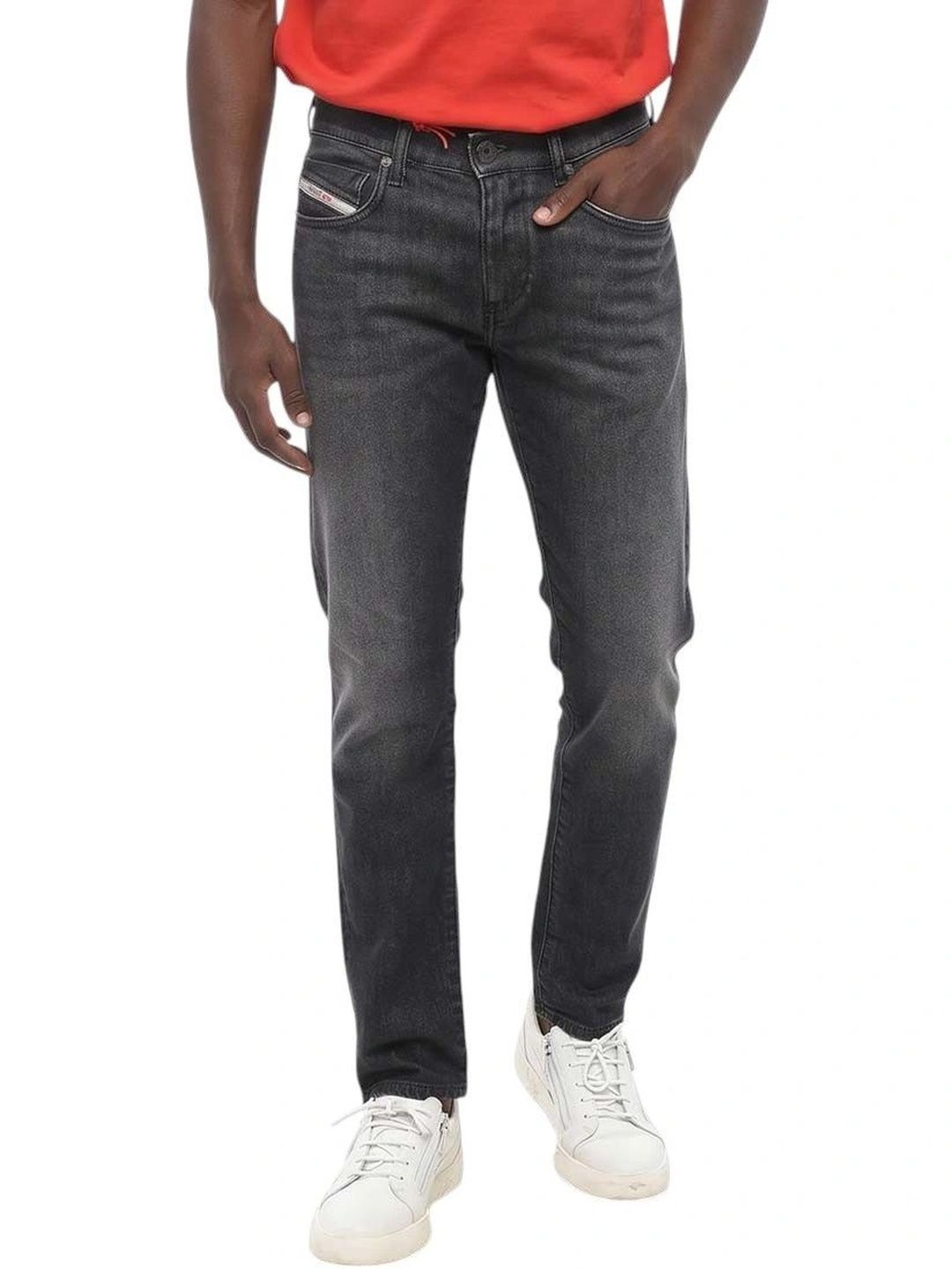 DIESEL Men Cotton Slim Fit Mid-Rise Low Distress Jeans-picture-37