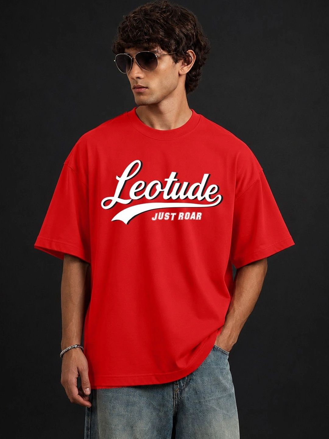 JUST ROAR Men Typography Printed Drop-Shoulder Sleeves T-shirt-picture-15