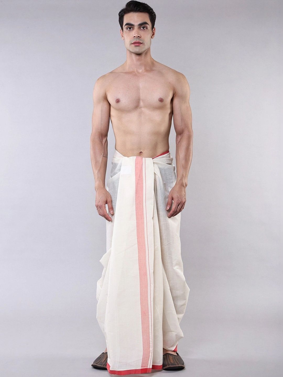 Exotic India Men Striped Cotton Dhoti Dhotis-image-29