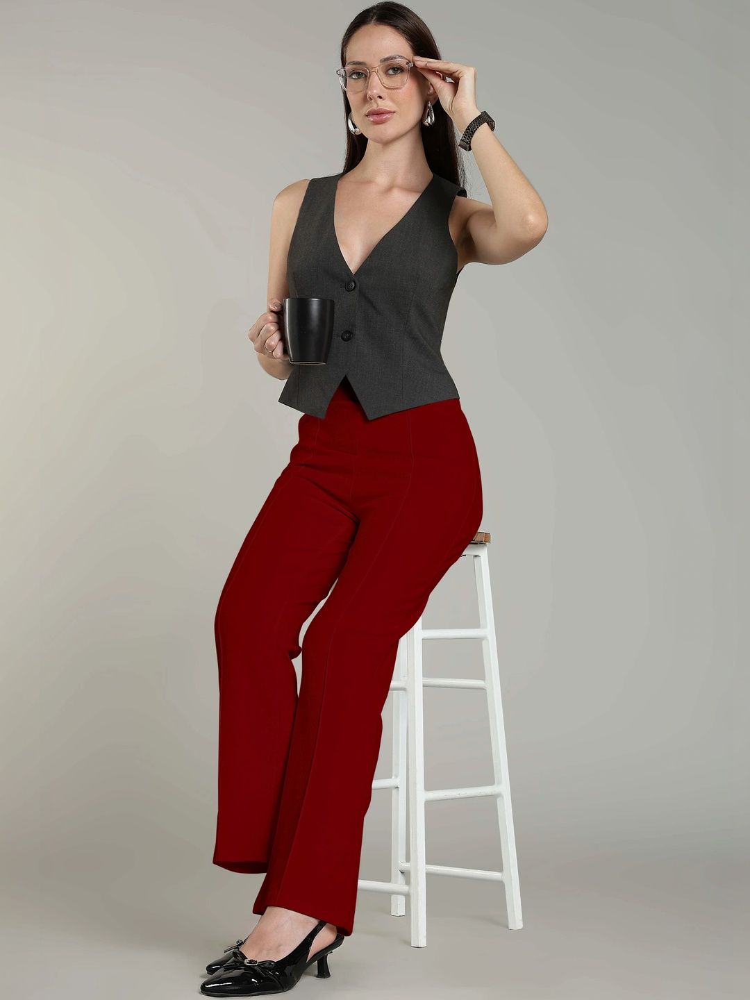 HERE&NOW Women Relaxed Easy Wash Trousers-picture-53