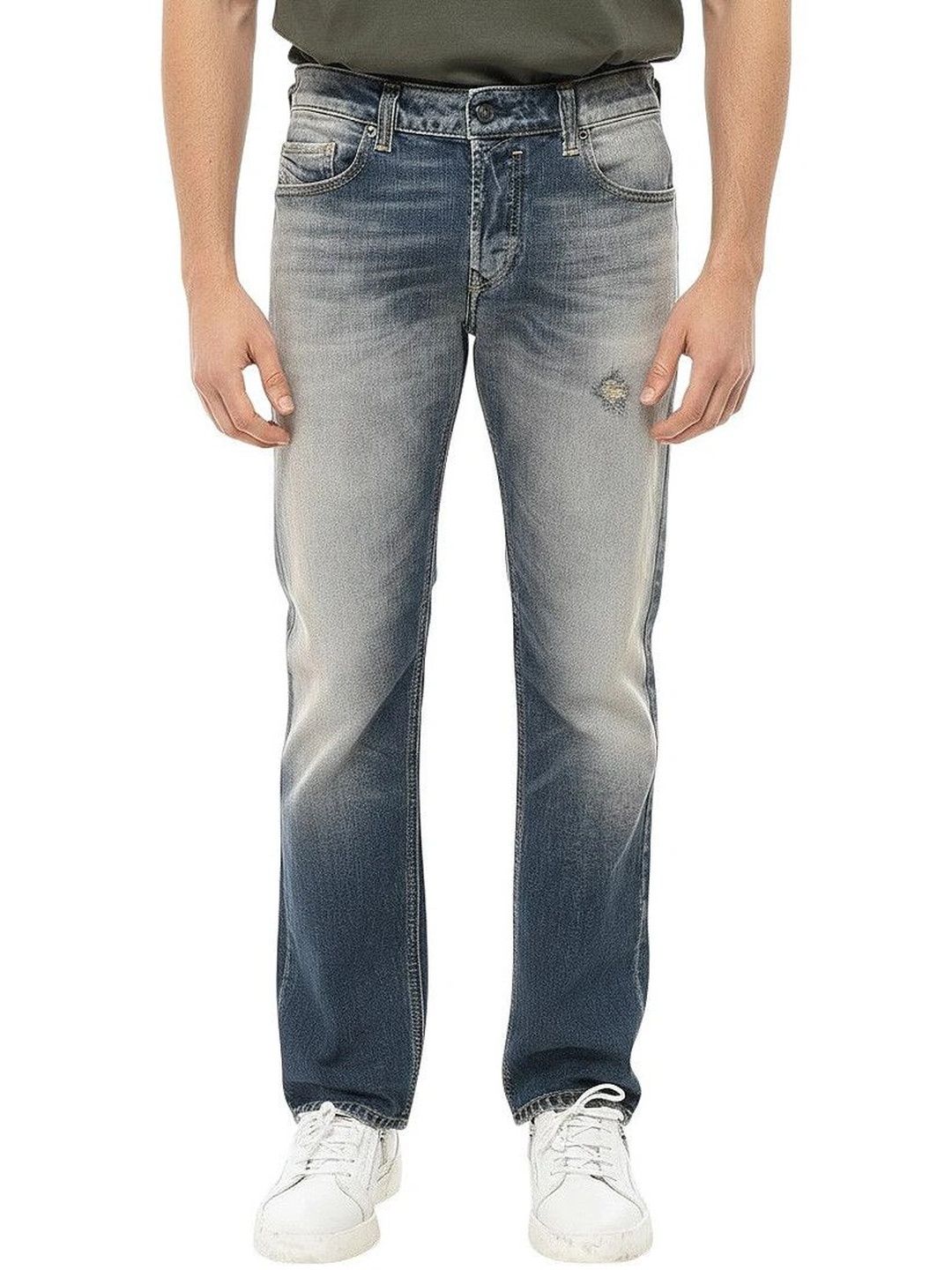 DIESEL Men Straight Fit Mid-Rise Low Distress Jeans-picture-35