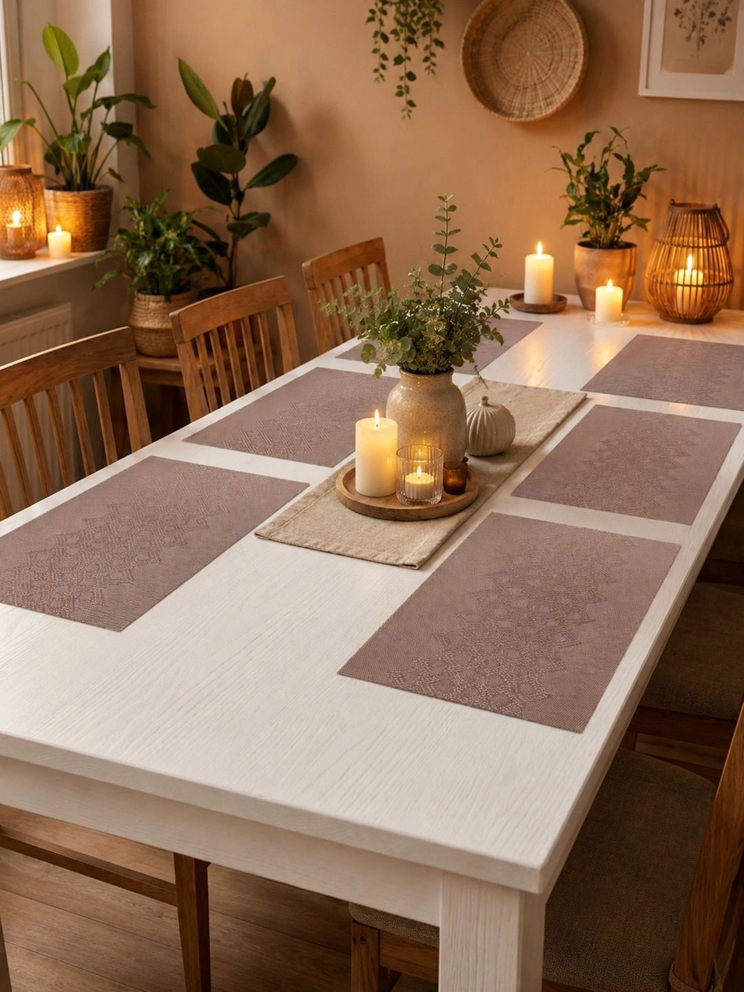 Myntra Elegant Homes 8-Pcs Rust Printed Rectangle Table Placemats-picture-47